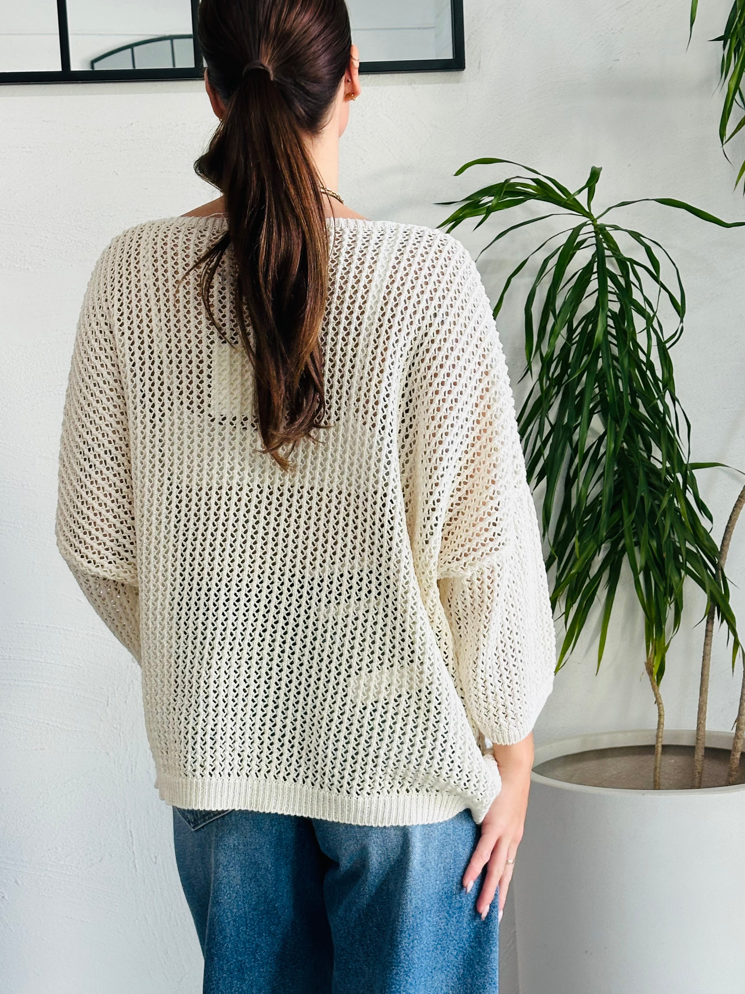 Cotton Lattice Knit - Natural