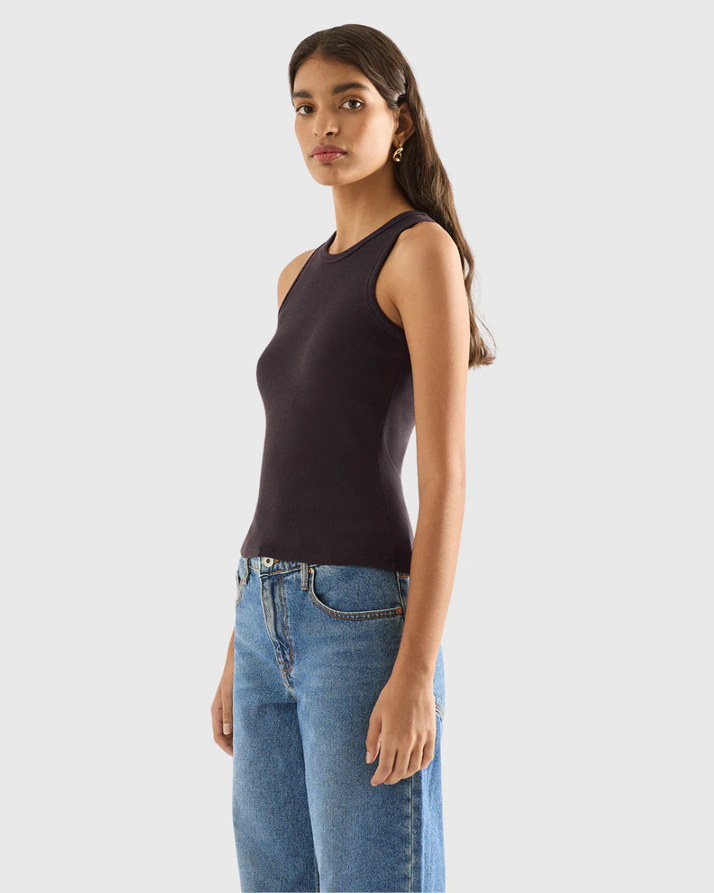 Paige Charcoal Organic Cotton Rib Tank