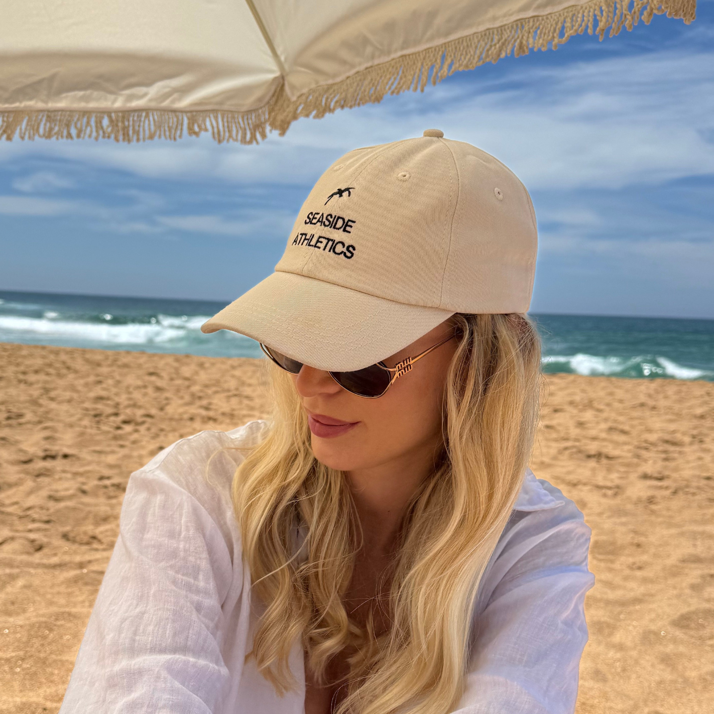 Seaside Athletics Cap - Beige Hat - Vintage Cap