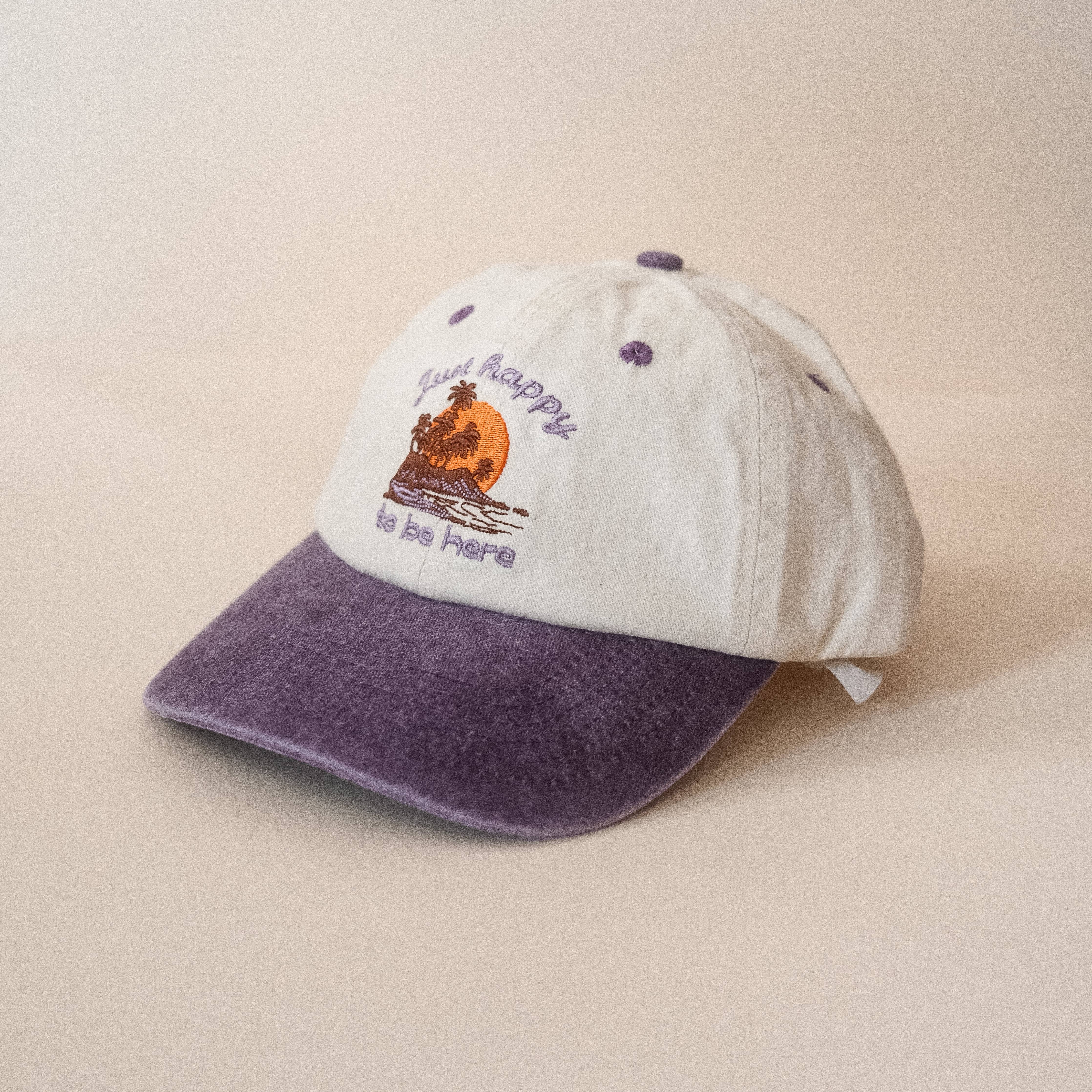 Just happy to be here embroidered cap