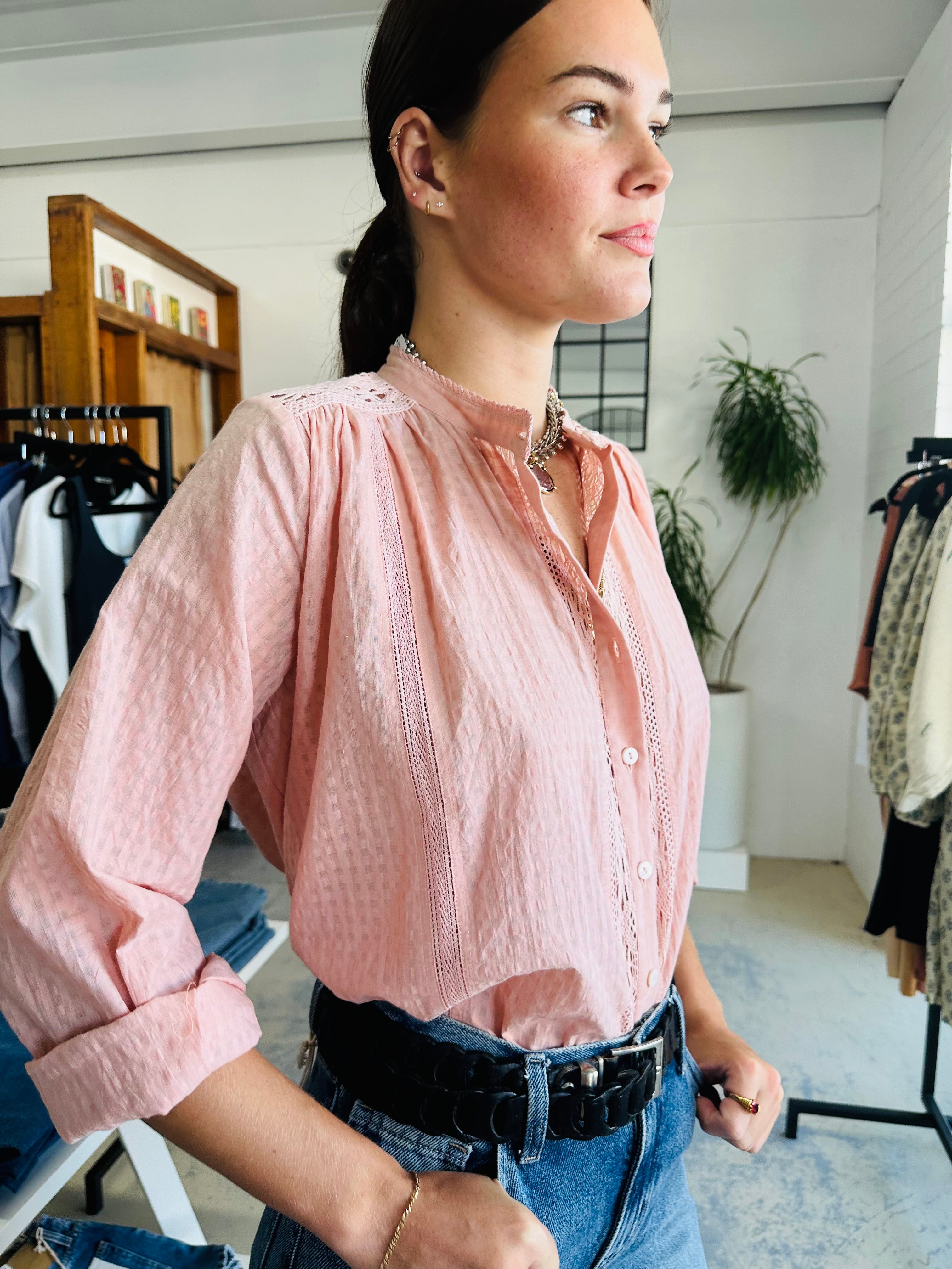 Pink Check Lucy Organic Cotton Blouse