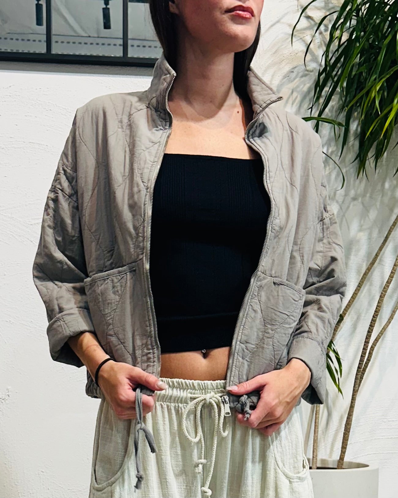 Eliza Cotton Quilted Jacket - Stone