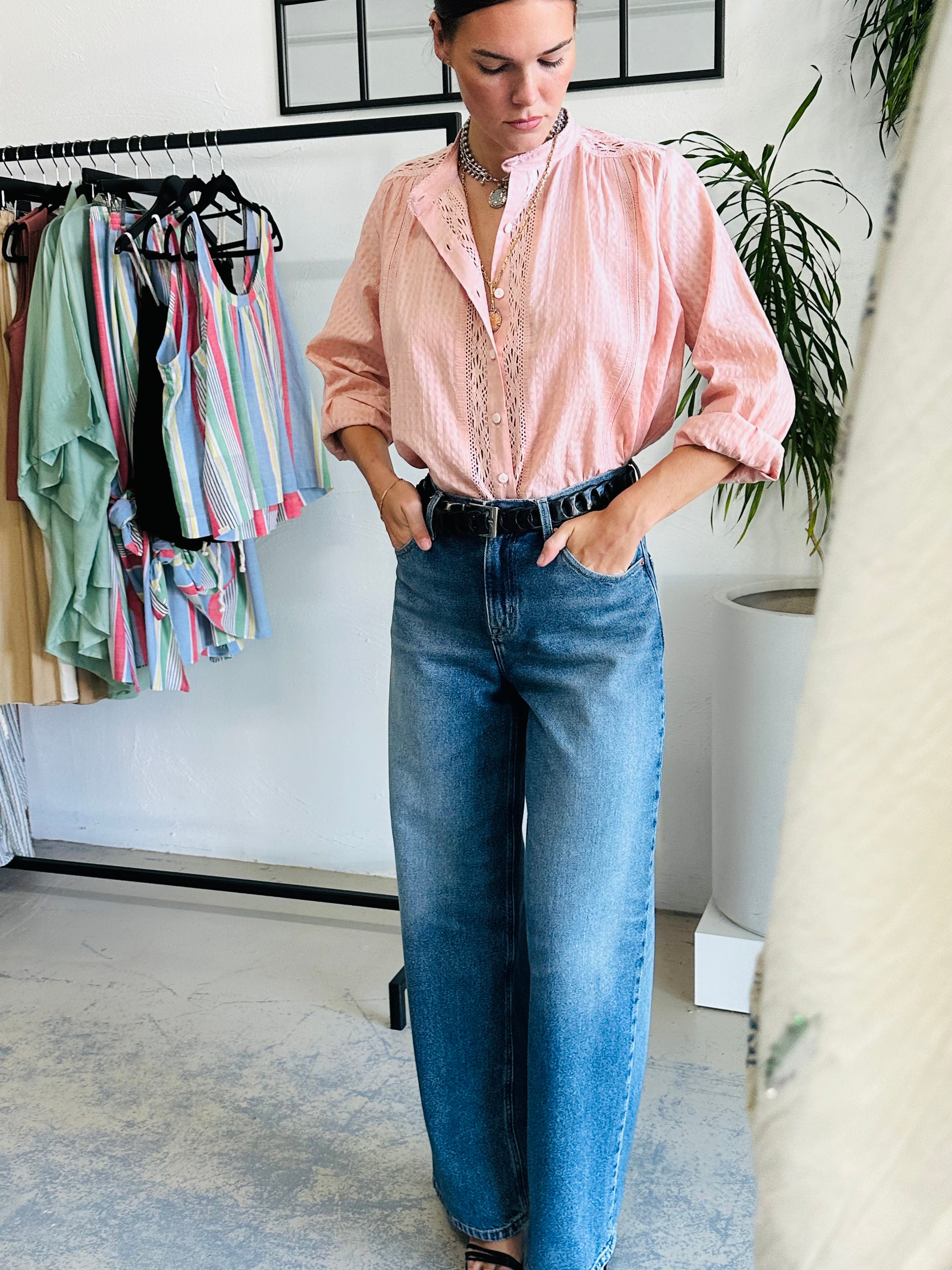 Pink Check Lucy Organic Cotton Blouse