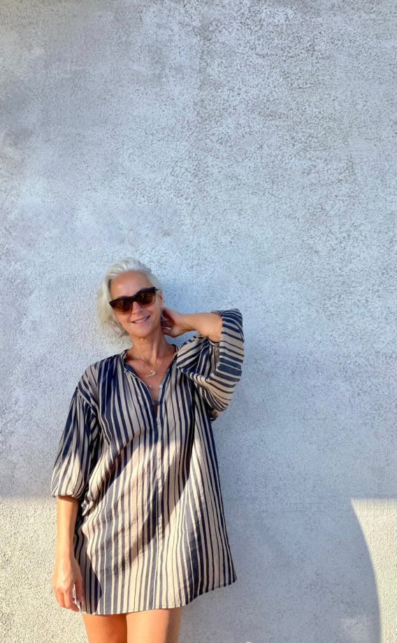 Stripe Love Love Mini Linen Dress