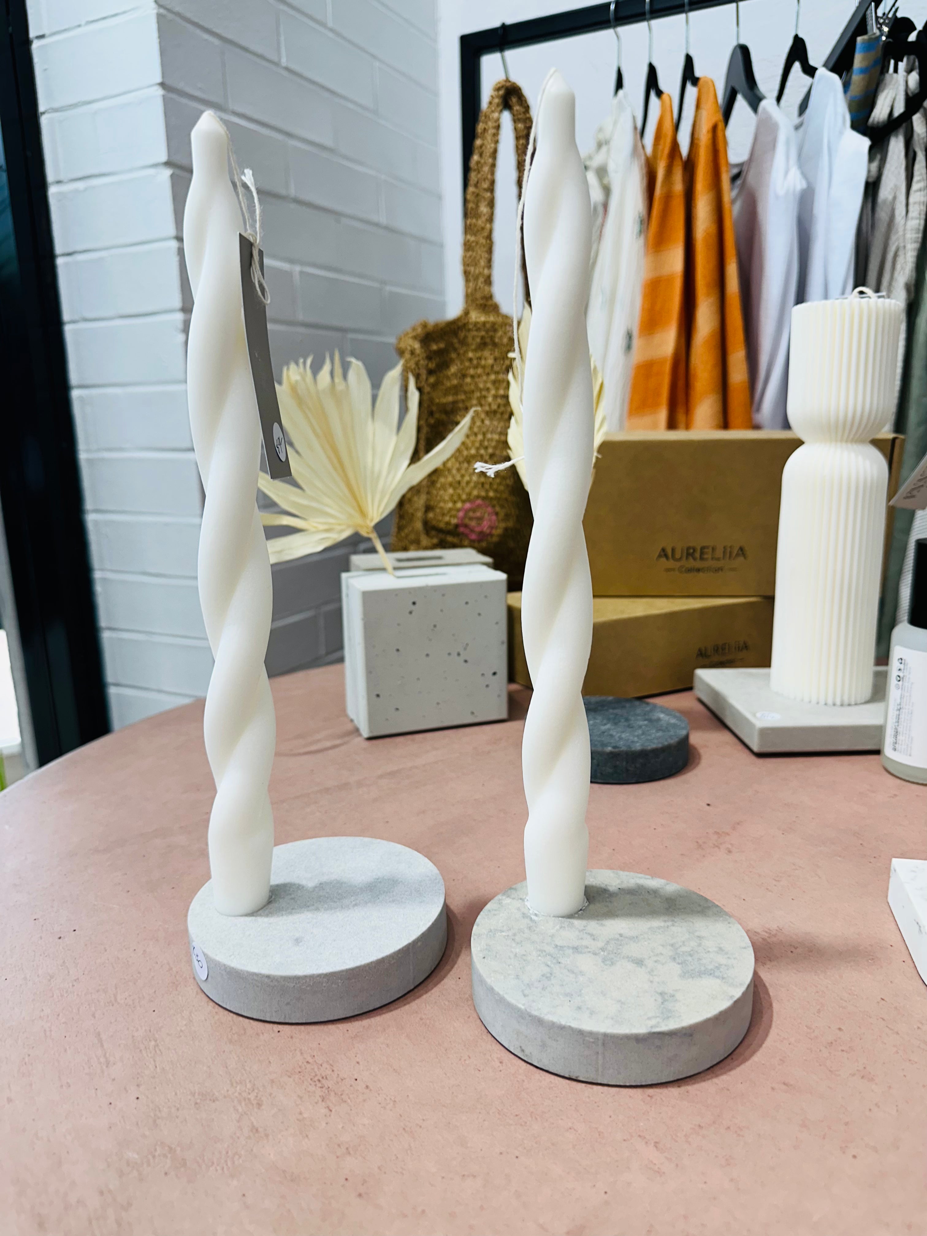 Alpine Mist Round Single Candle Holder + Candle