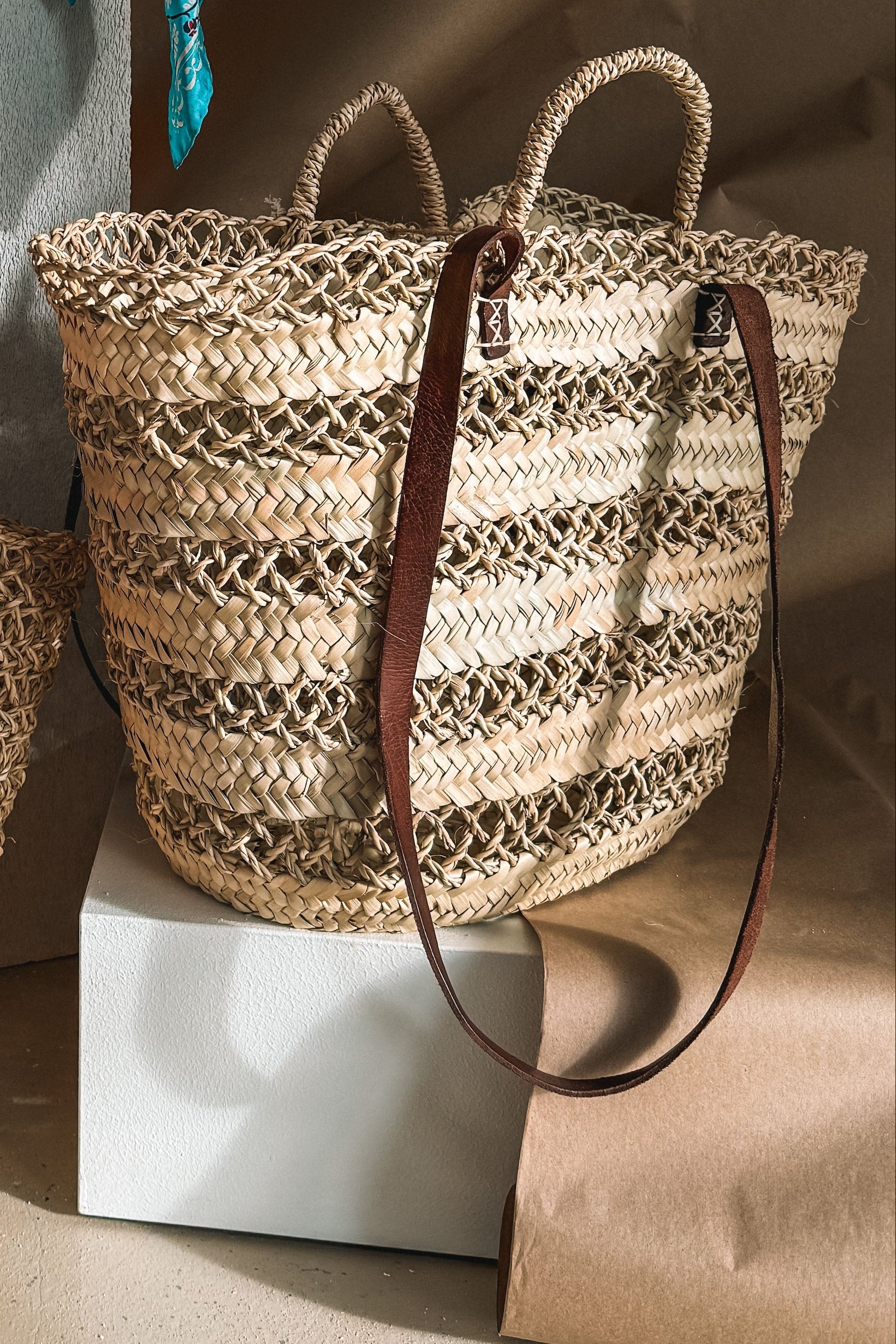 Leather Strap Large Moroccan Market Bag