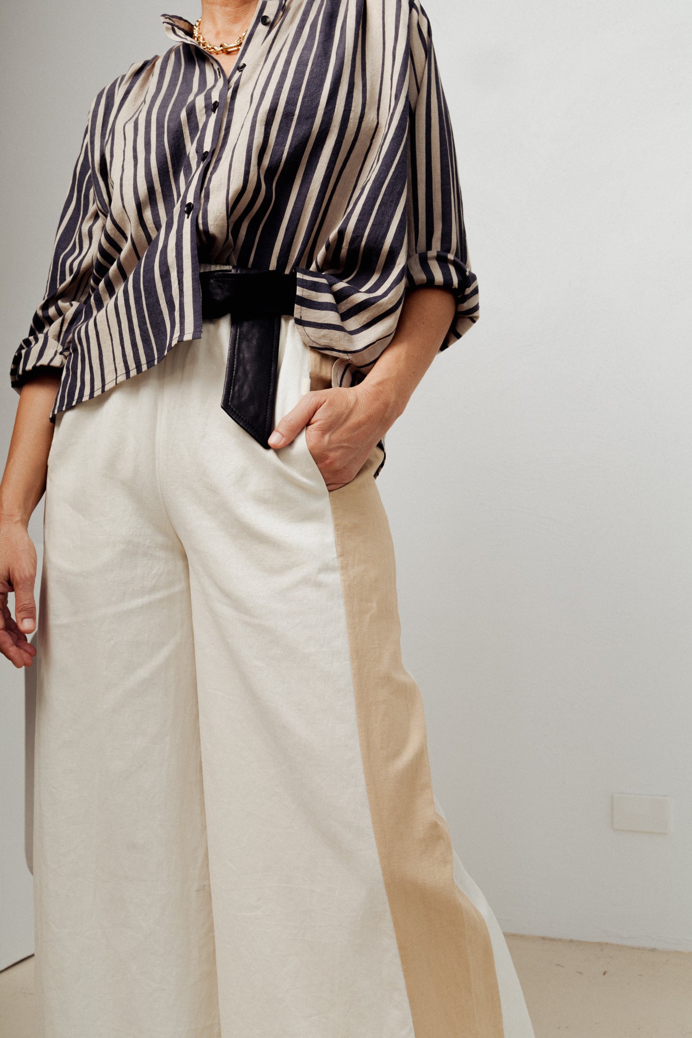 Luxe Tux Wide Leg Palazzo Pant Cream