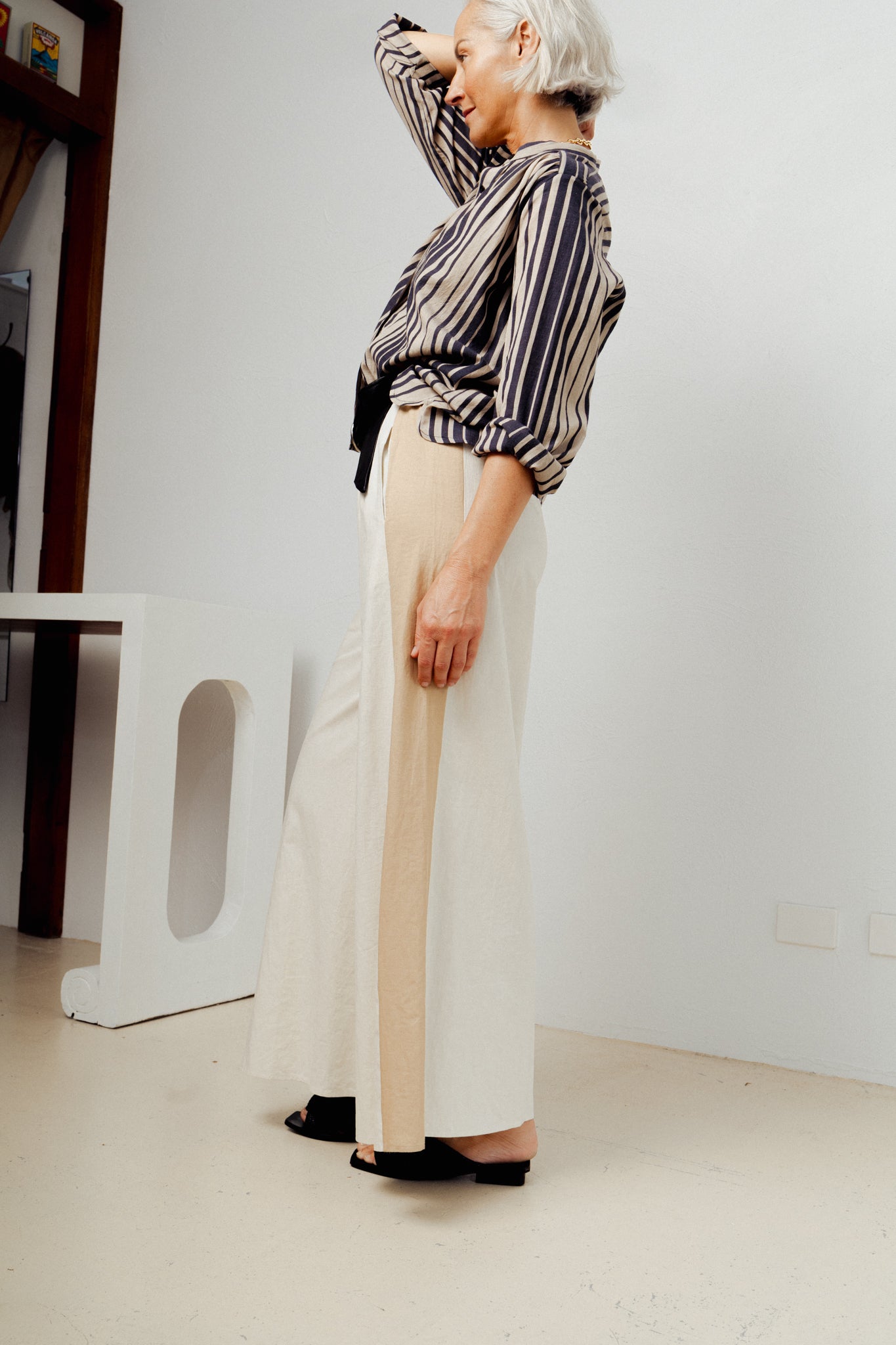 Luxe Tux Wide Leg Palazzo Pant Cream