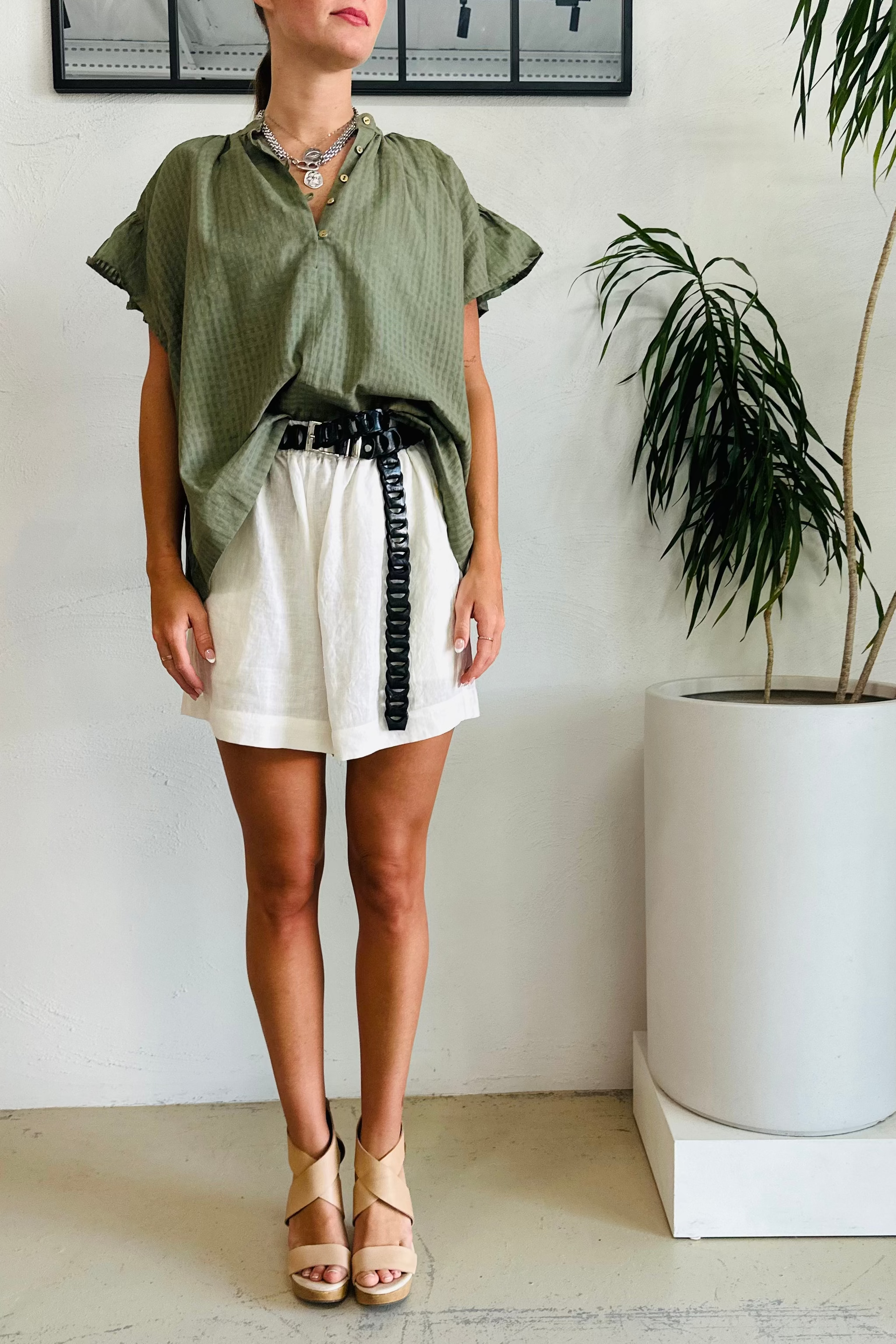 Azura Frill sleeve Organic Cotton Blouse