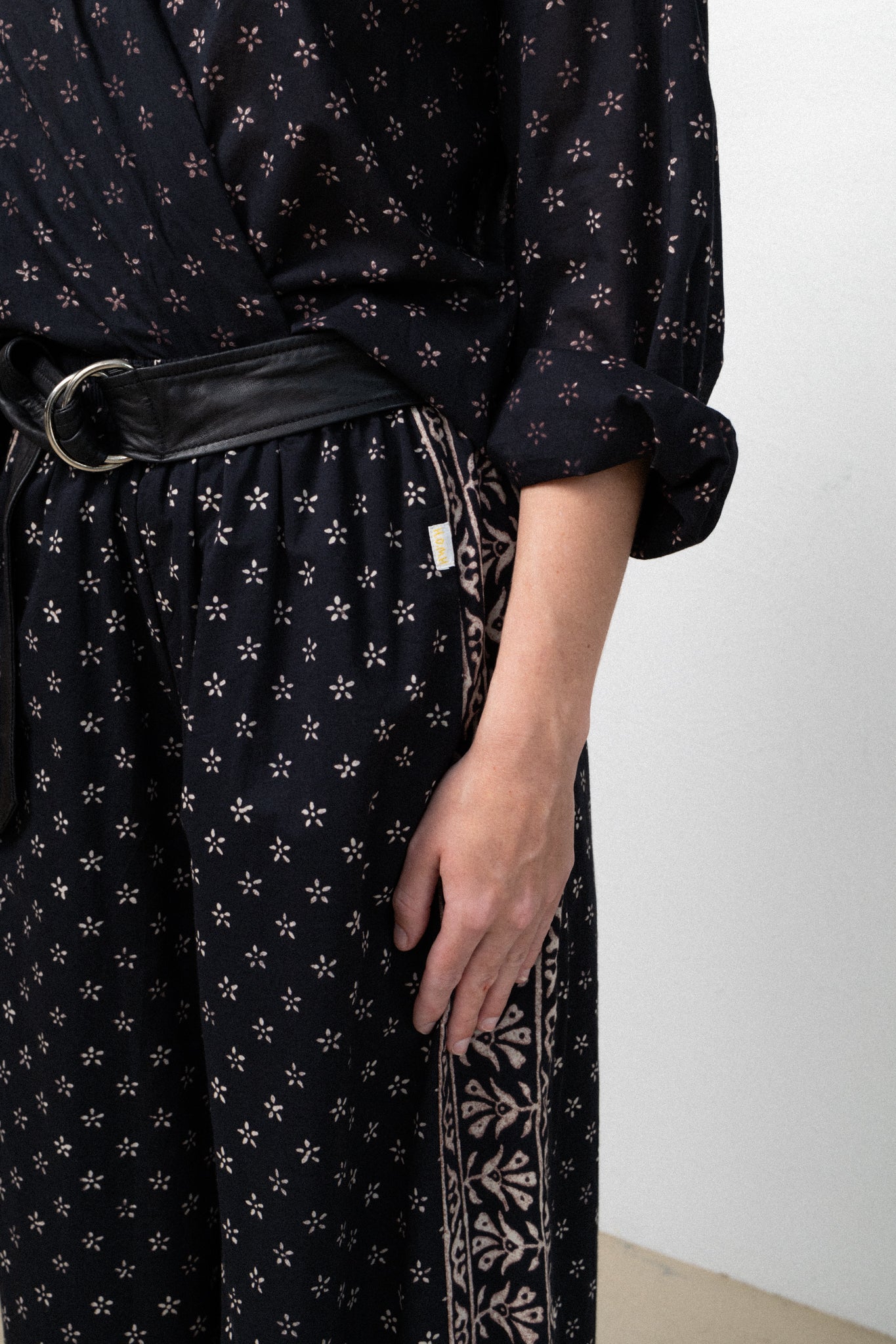 Folk Petals Resort Black Organic Cotton Pant Fully lined