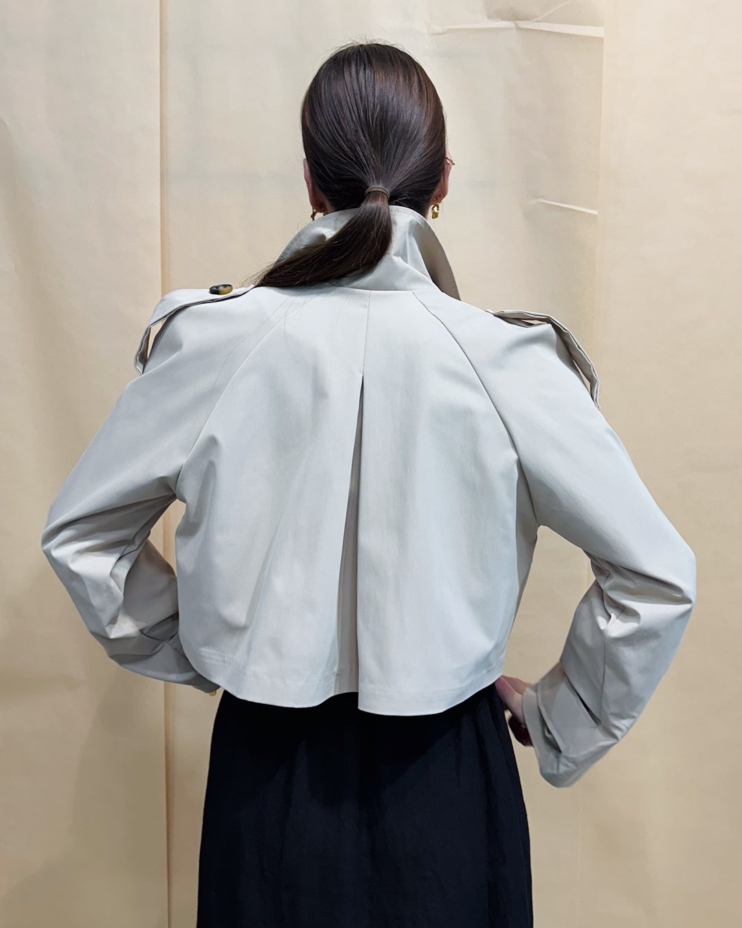 Crop Trench Coat - Bone