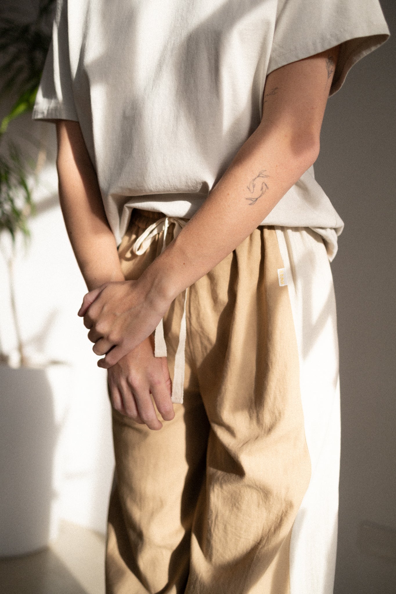 Luxe Tux Wide Leg Palazzo Pant Tan