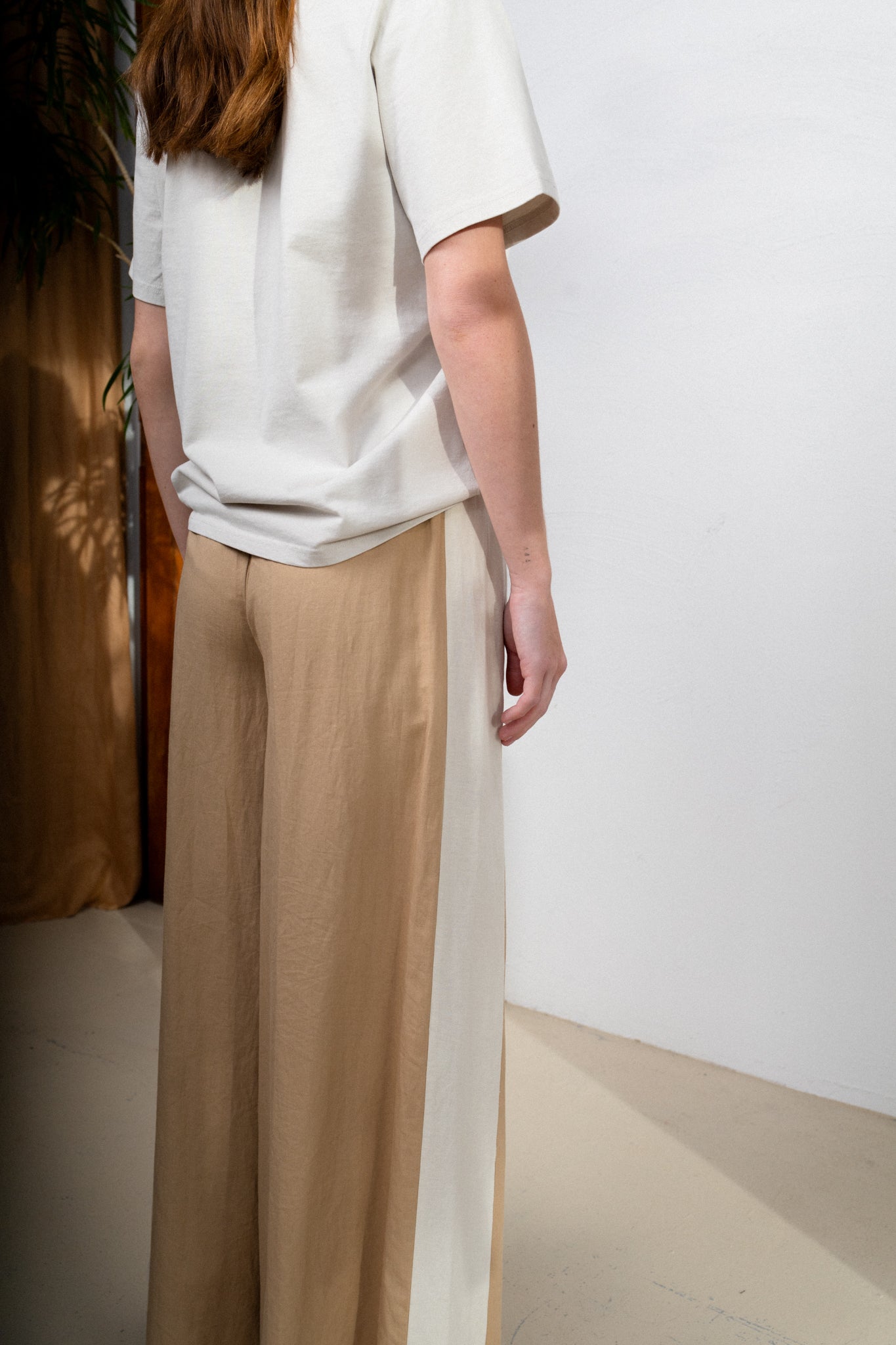 Luxe Tux Wide Leg Palazzo Pant Tan