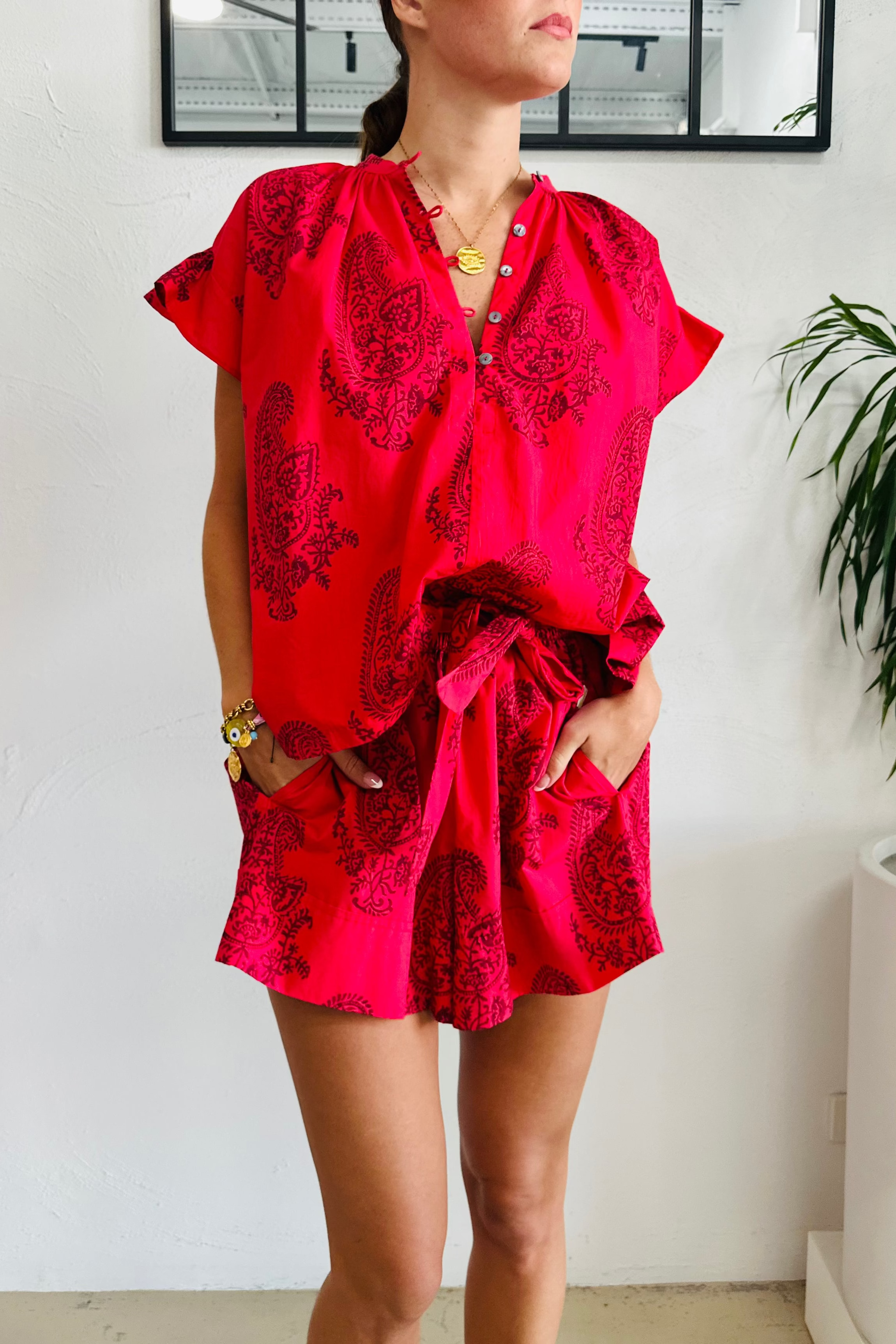 Heart Paisley Organic Cotton Poplin Blouse