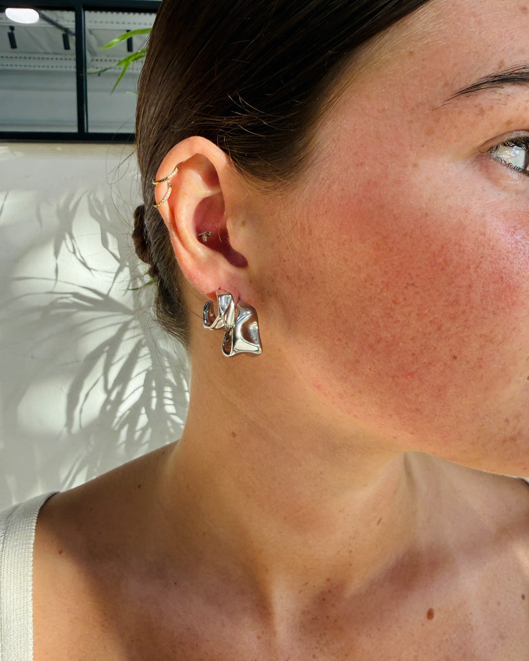 Sage Hoop Earrings Silver