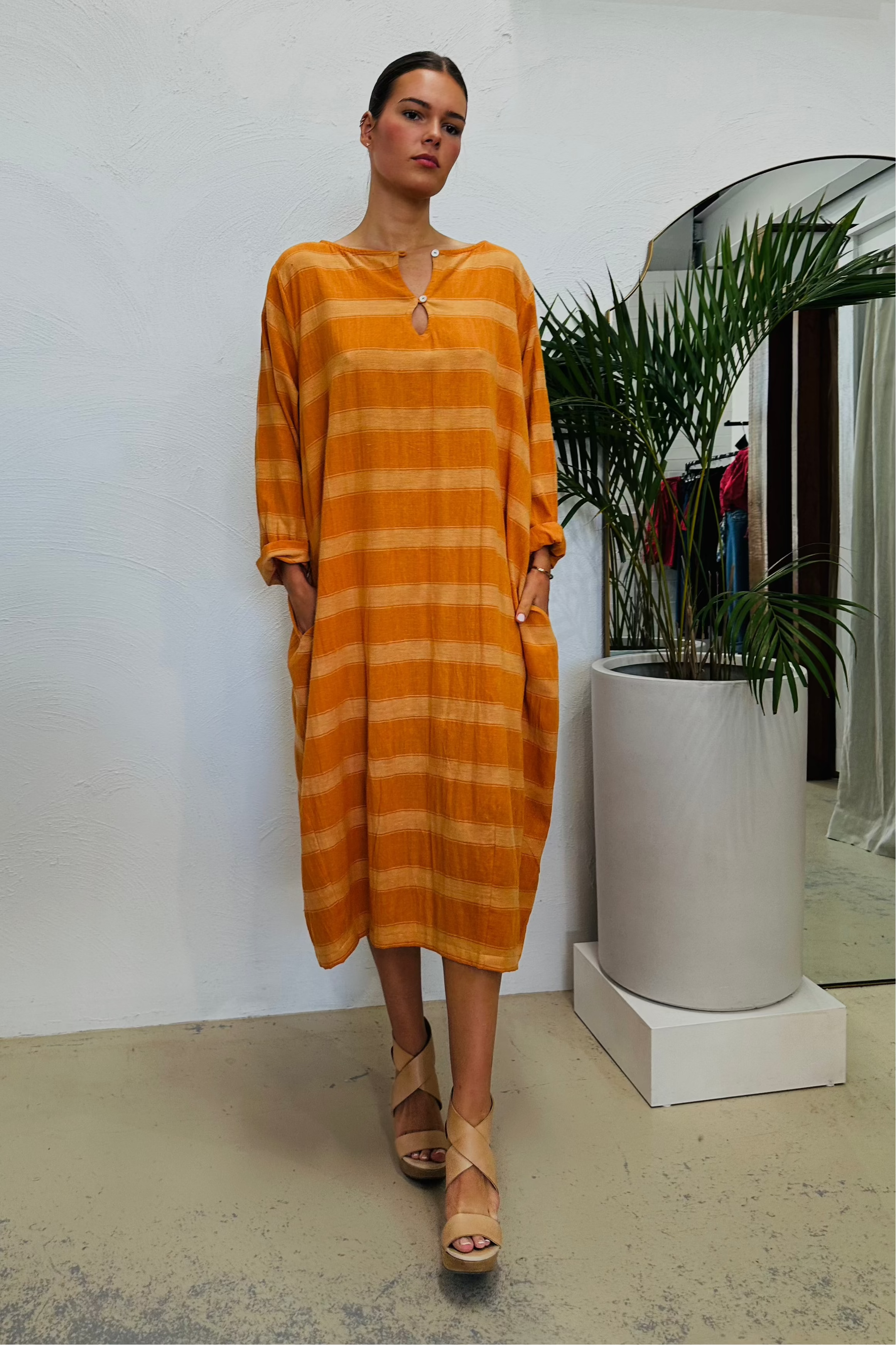 Sunset Stripe Tulip Caftan