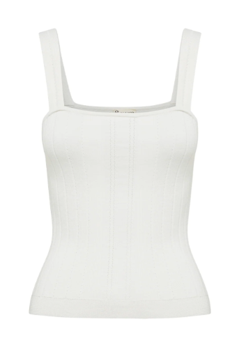 Isla Ribbed CamI - Snow White