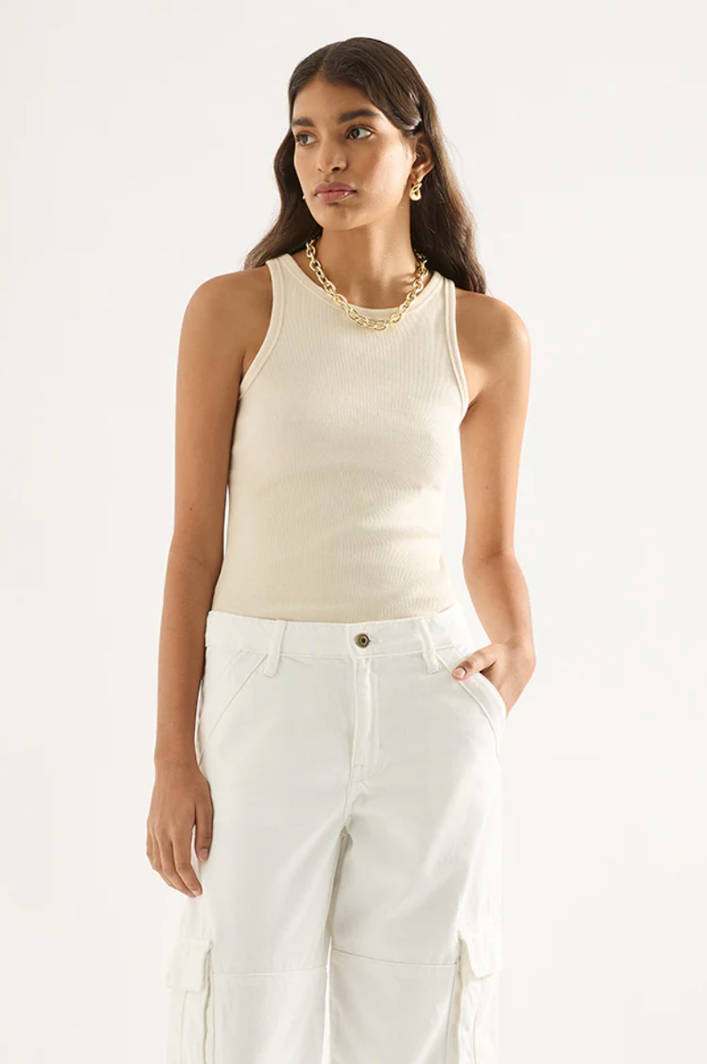 Paige Cream Organic Cotton Rib Tank