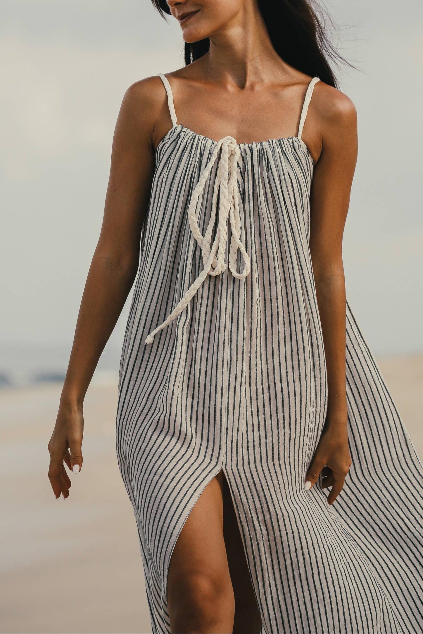 Breeze Beach Dress - BW Stripe