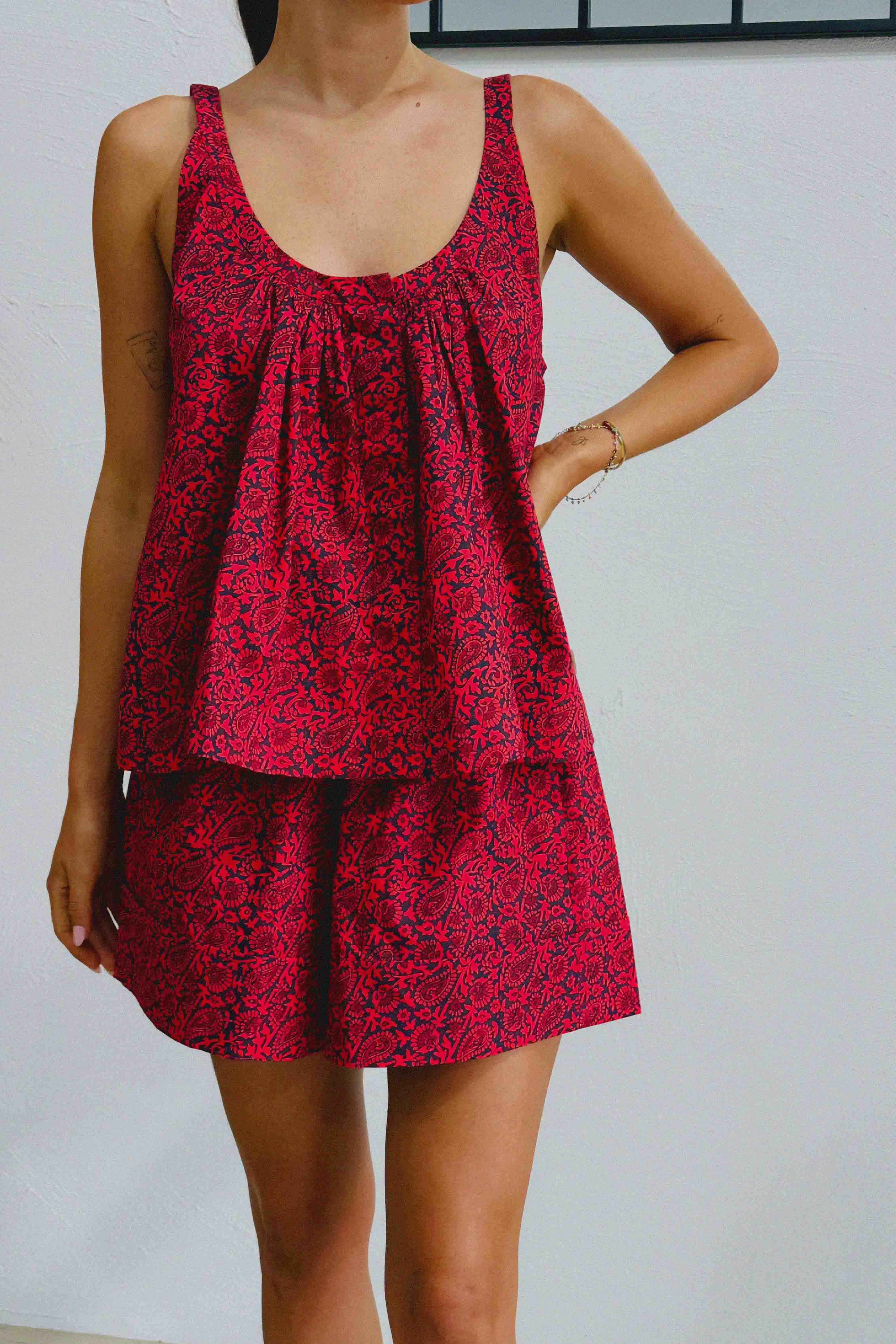Red Paisley Swing Cami