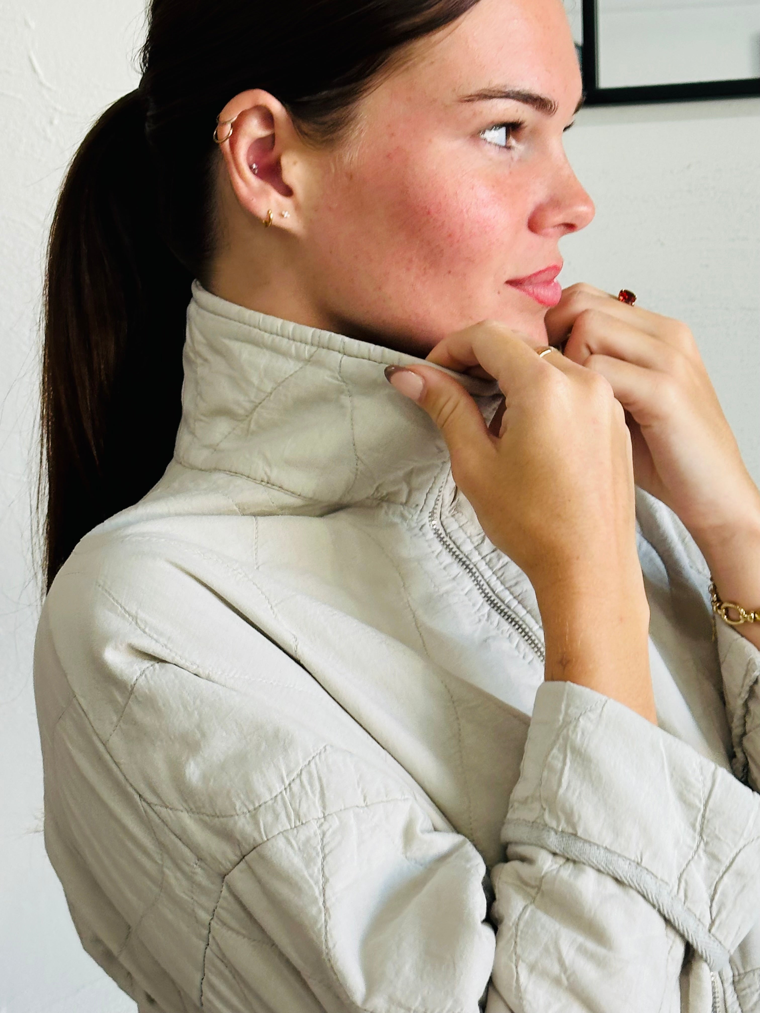 Eliza Cotton Quilted Jacket - Ecru