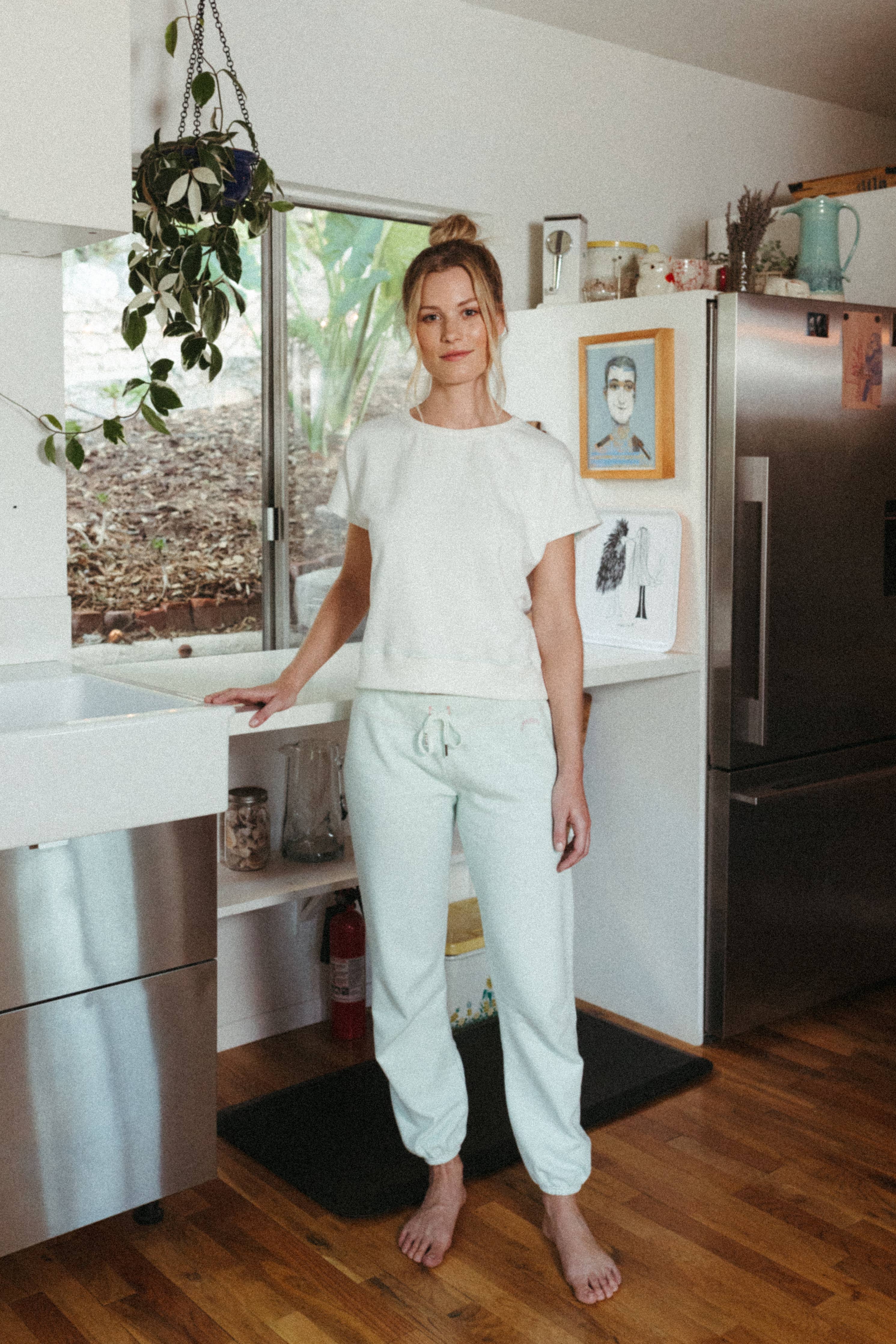 Vintage Organic Terry Bateau Top - Nat/Pink