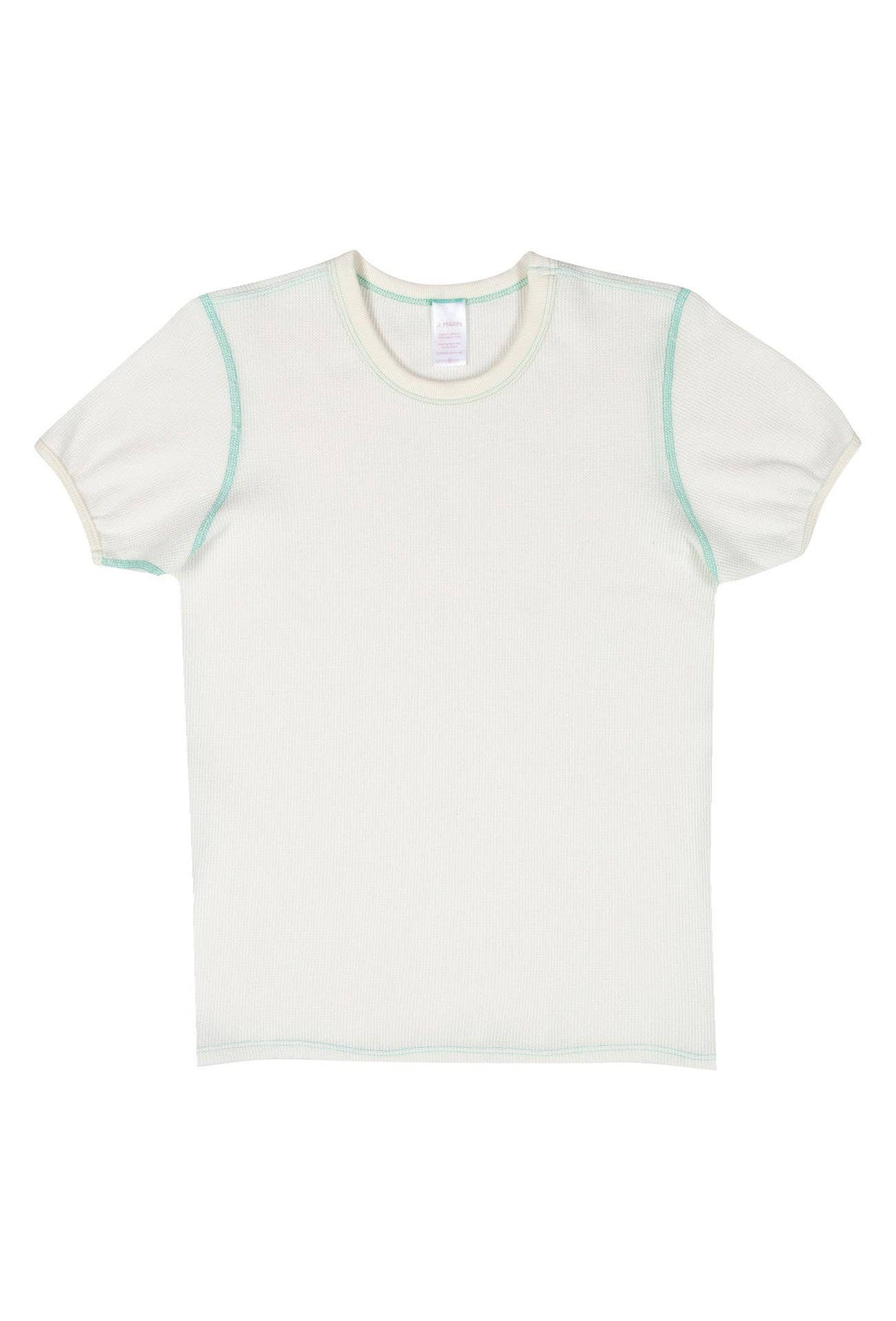 Organic Cotton Thermal Surplus Tee - Natural/Marine Green