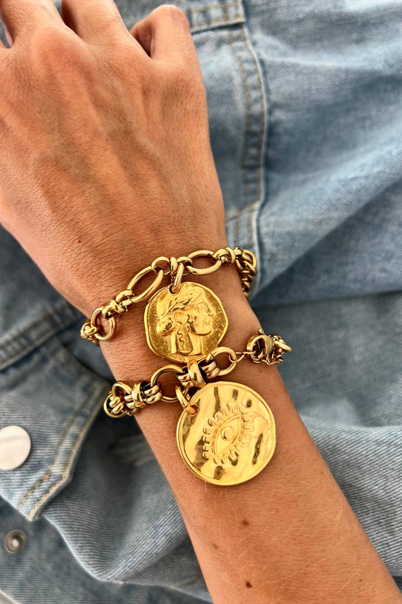 Evil Eye Gold Charm Bracelet