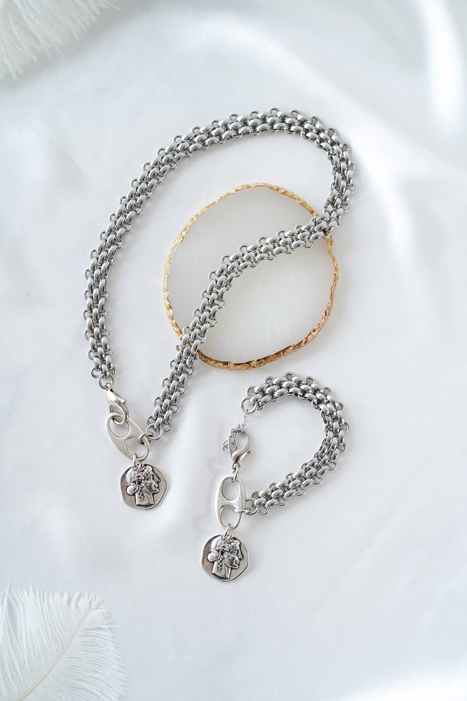 Silver Coins Chunky Bracelet