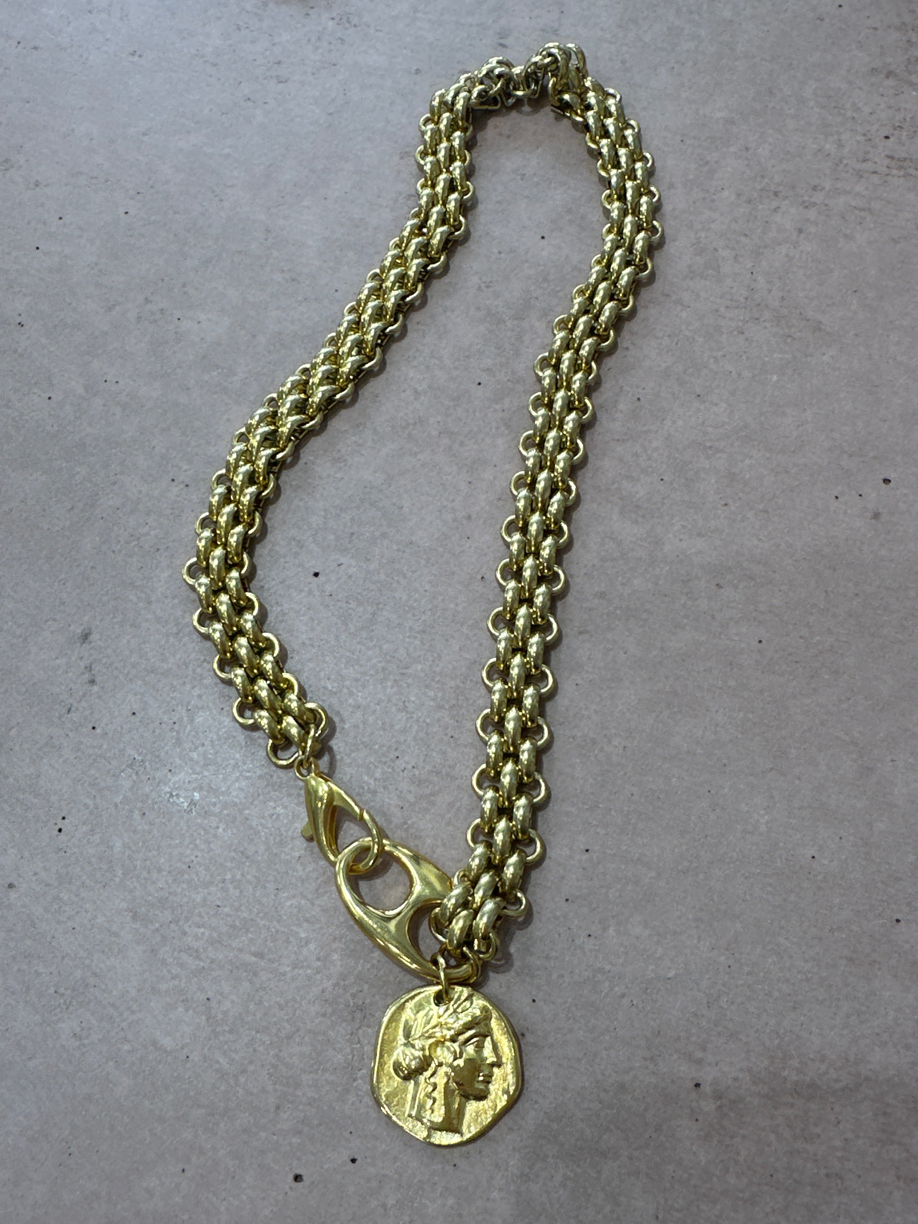 Gold Lucky  Coin Statement Necklace