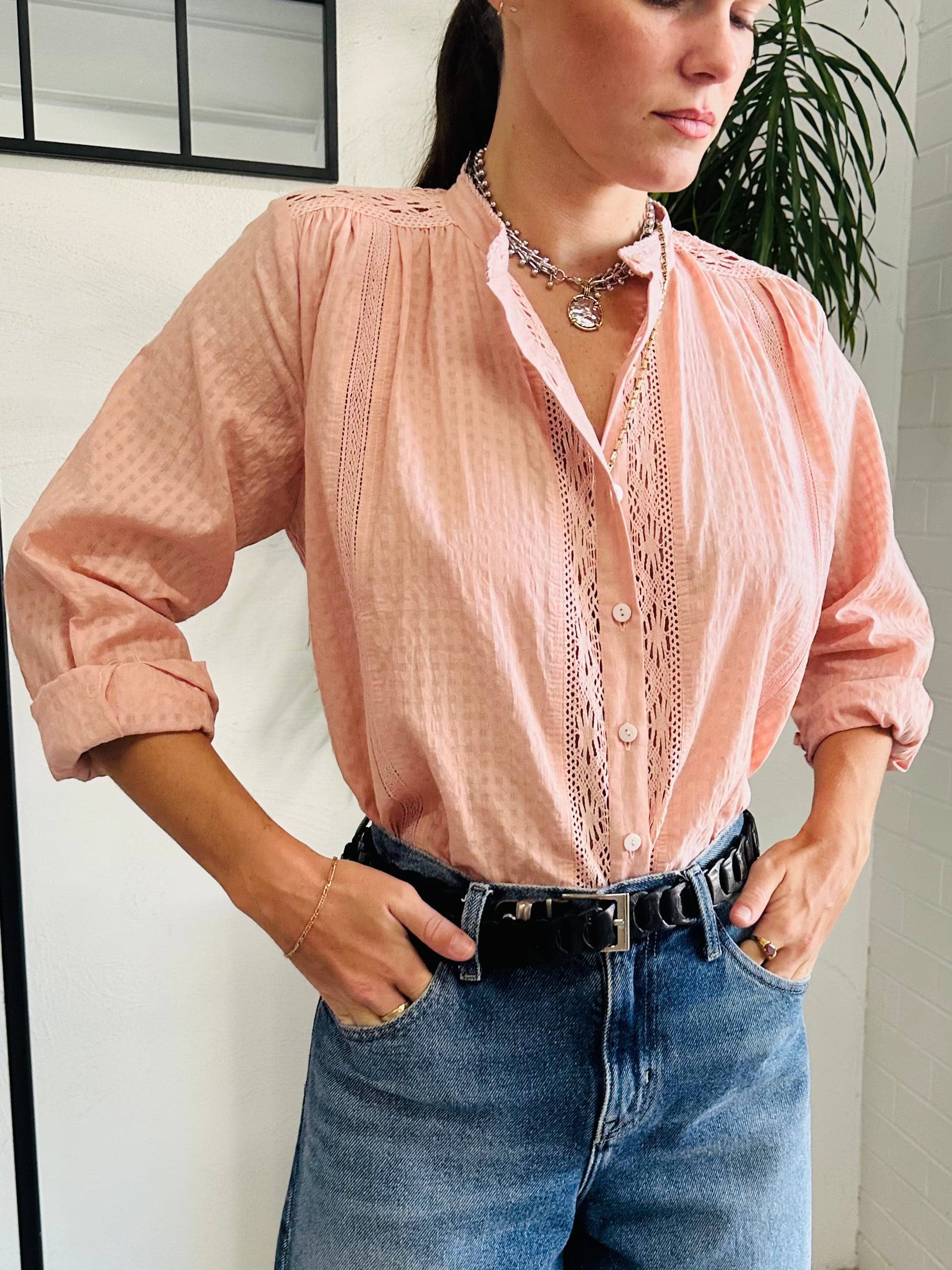 Pink Check Lucy Organic Cotton Blouse