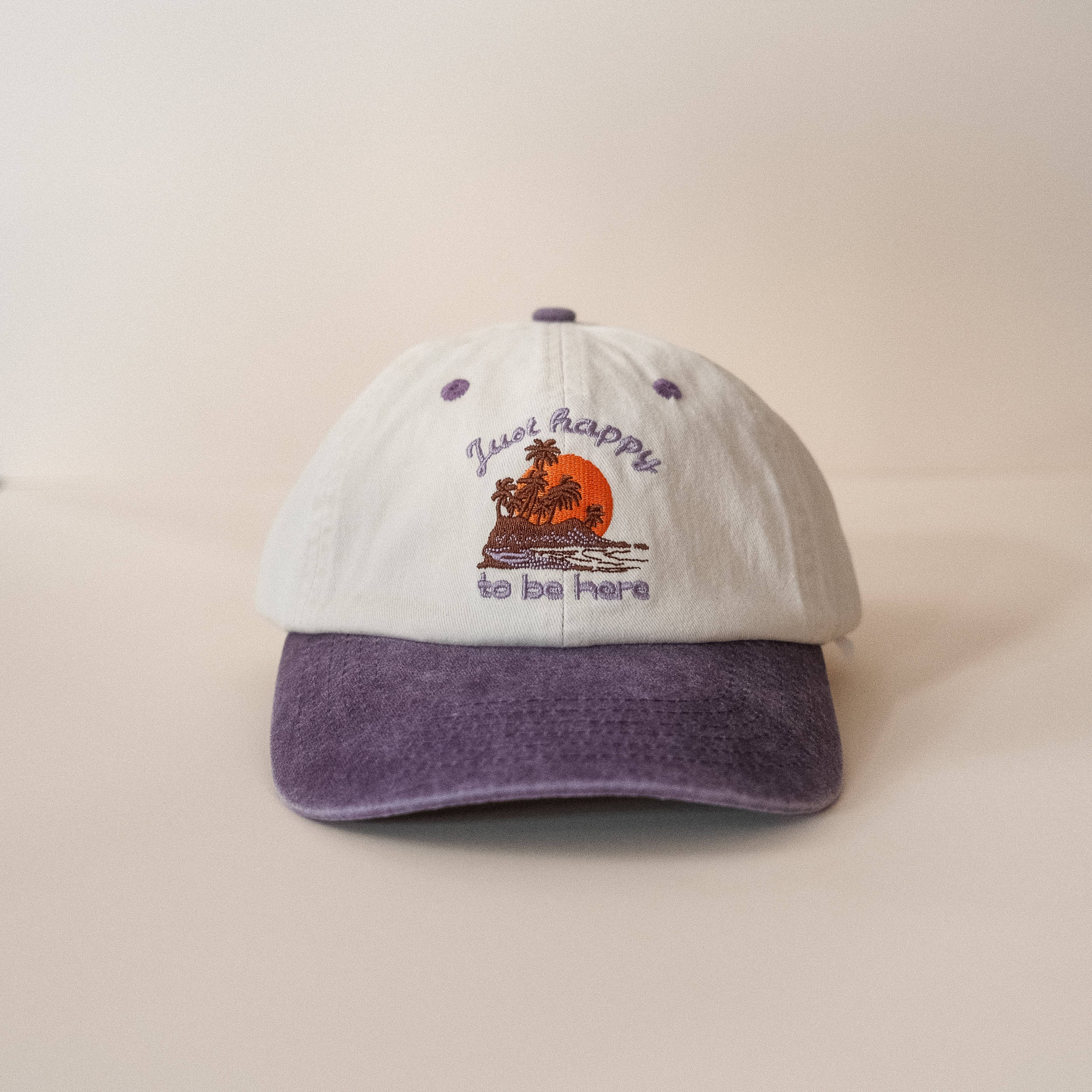 Just happy to be here embroidered cap