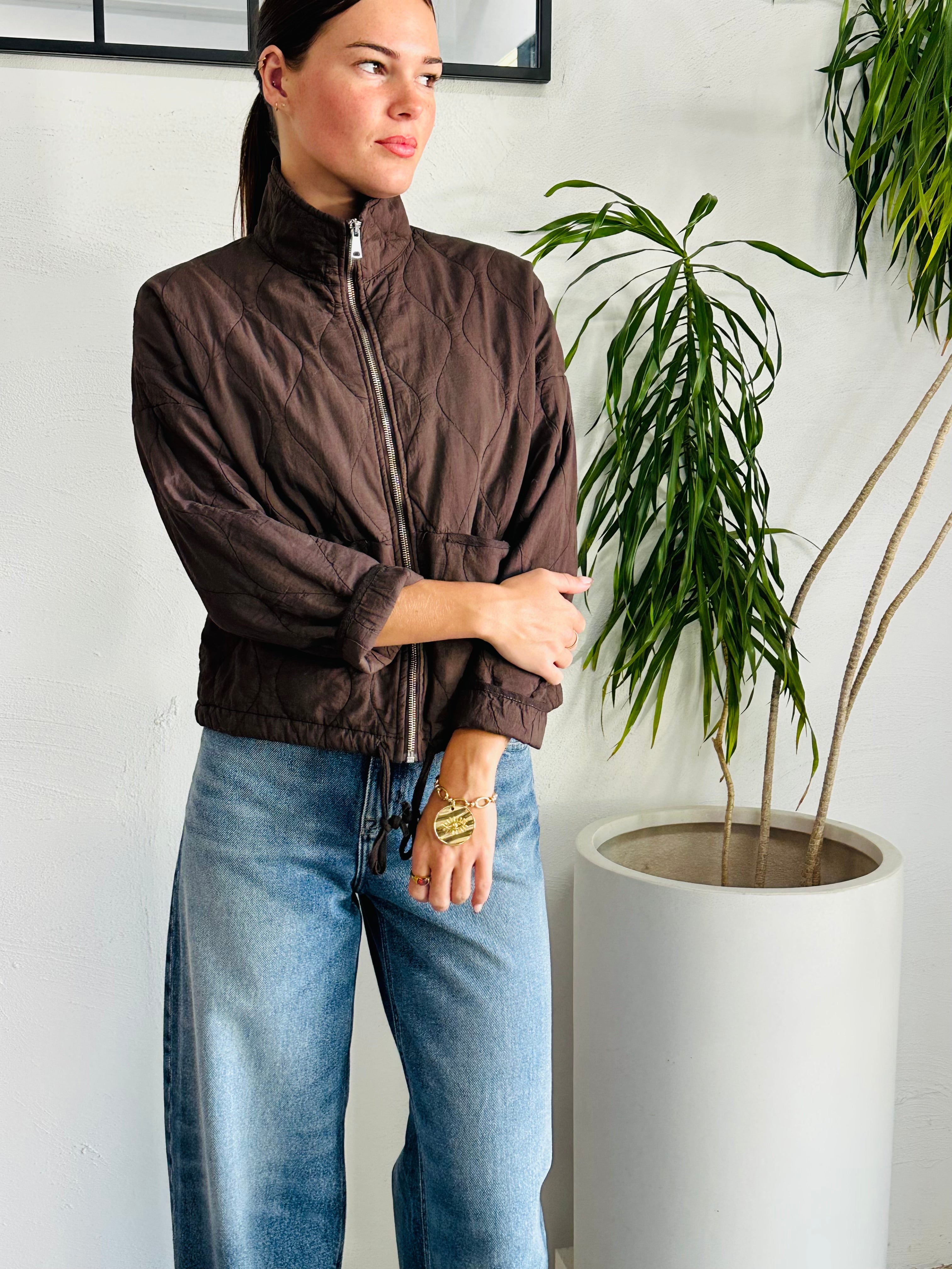 Eliza Cotton Quilted Jacket - Chocolate