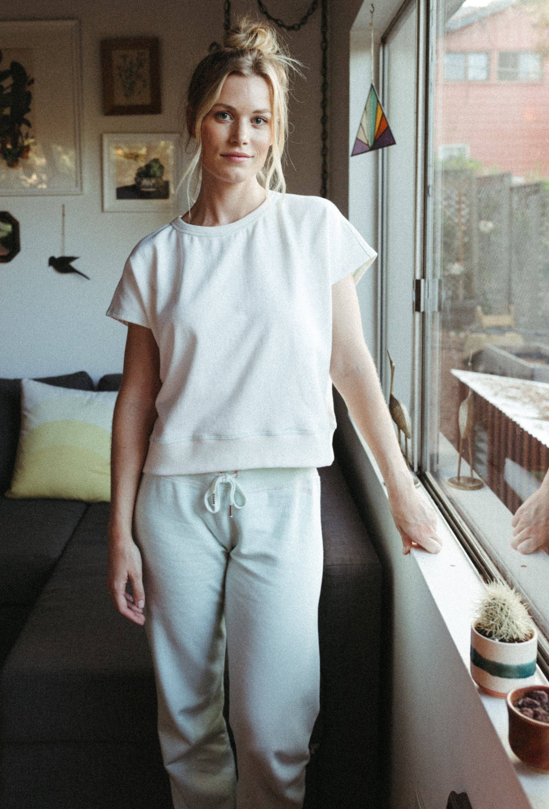 Vintage Organic Bateau Top - Natural/Green - Made in L.A.