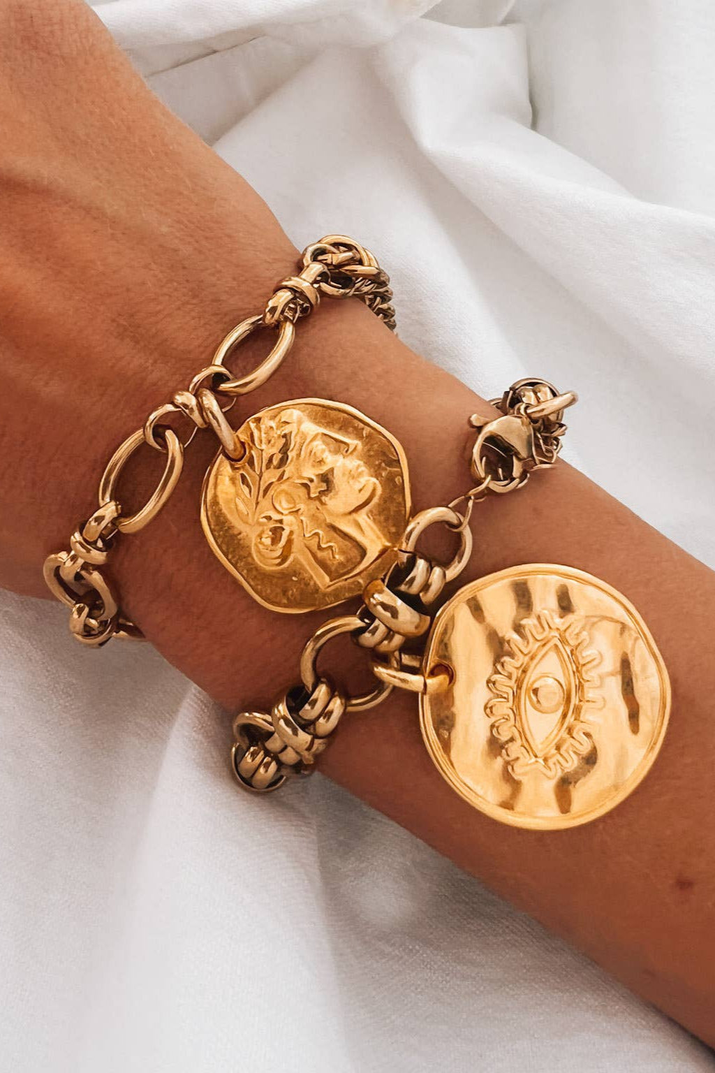Evil Eye Gold Charm Bracelet