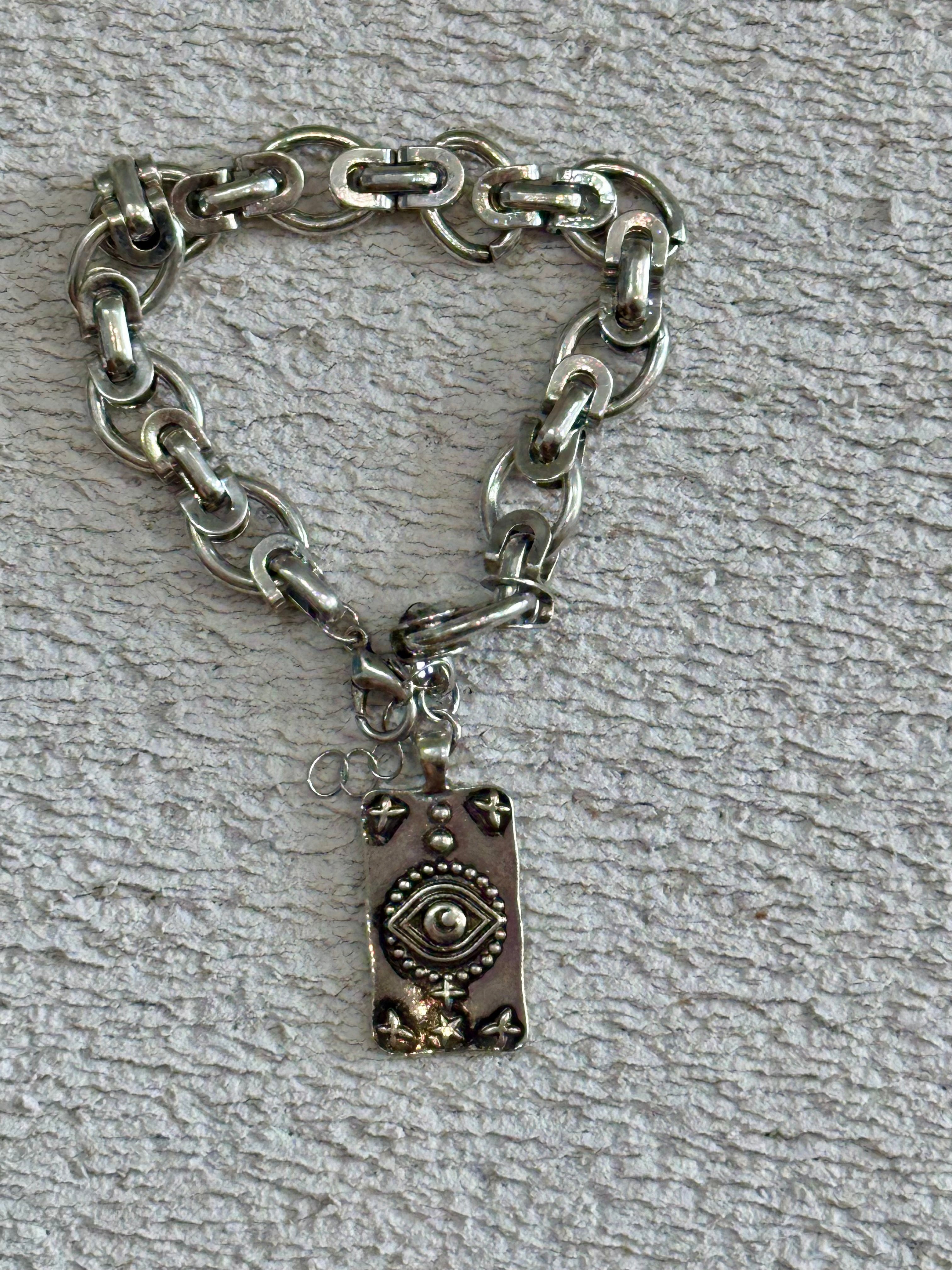 Silver Evil Eye Chunky Bracelet