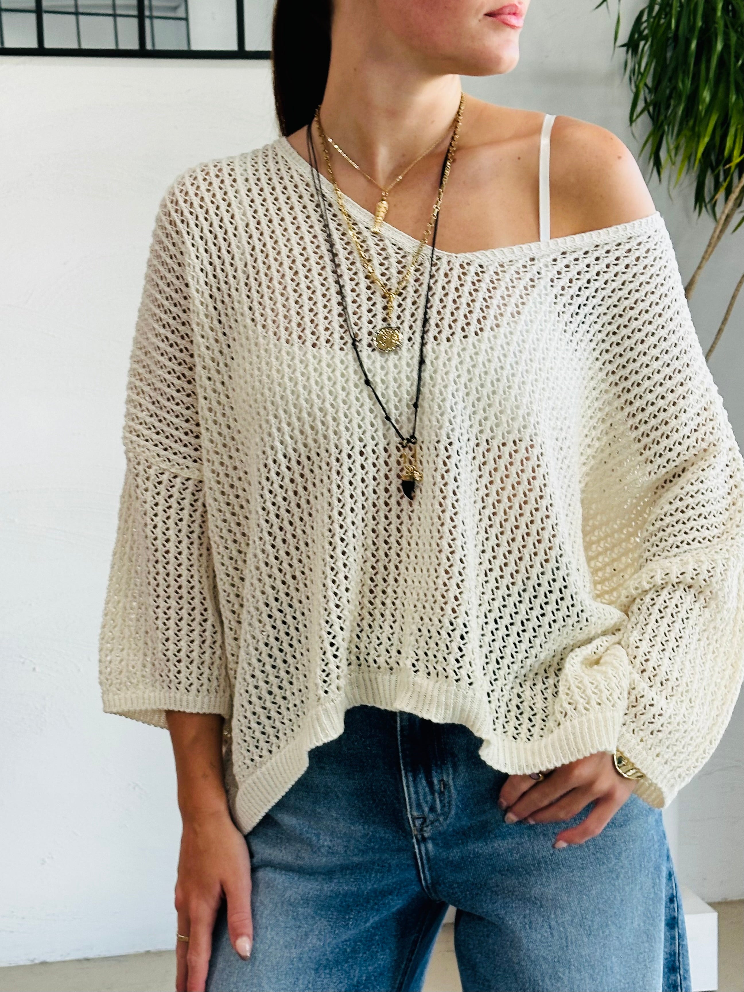 Cotton Lattice Knit - Natural