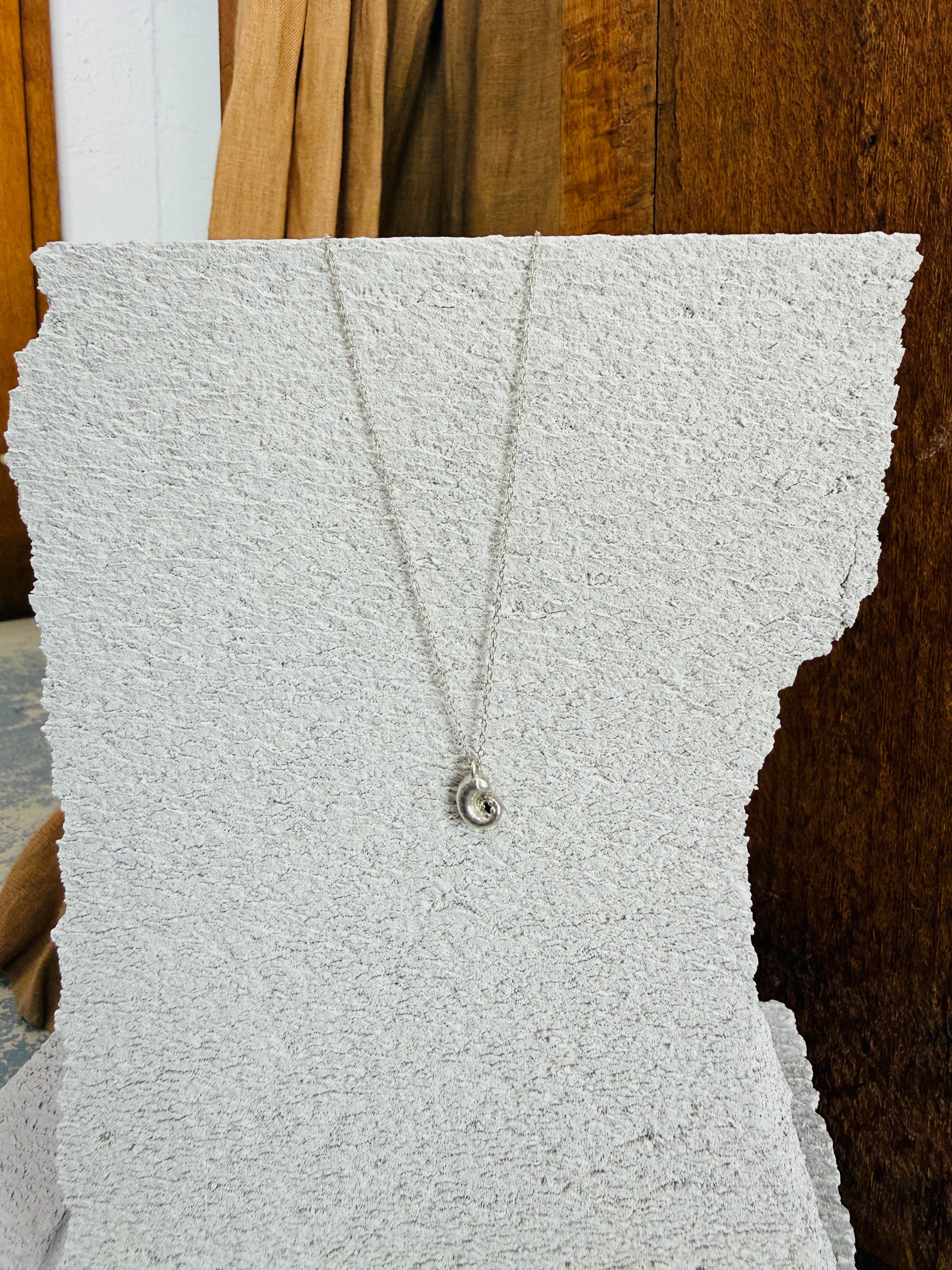 Silver Spirula Shell Necklace