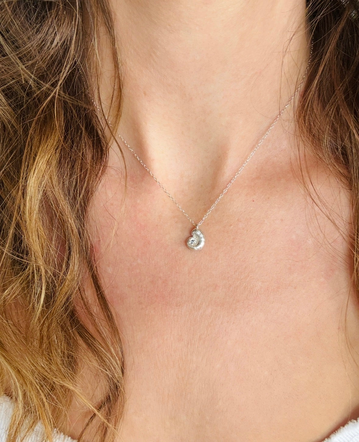 Silver Spirula Shell Necklace