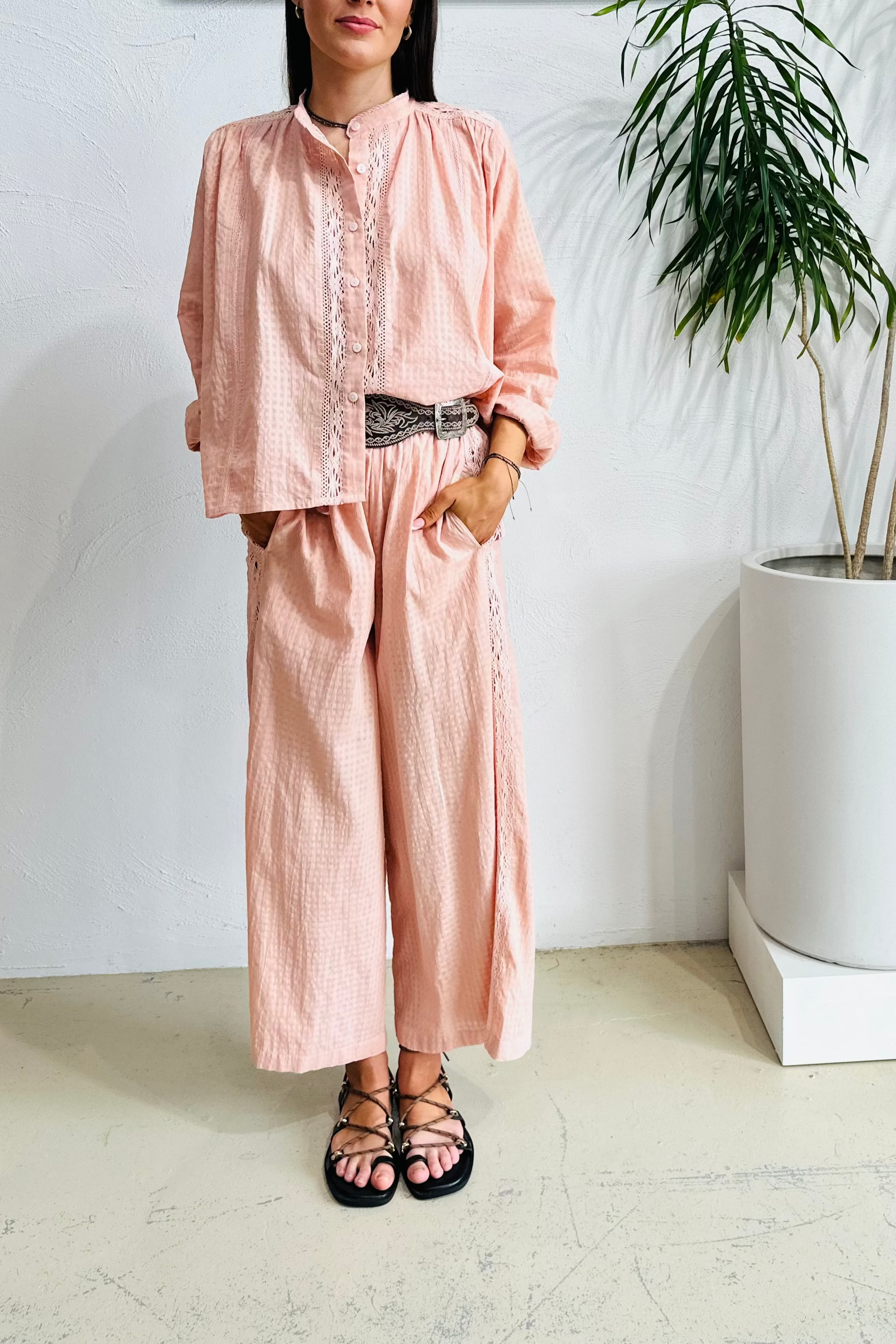 Pink Check Lucy Organic Cotton Blouse