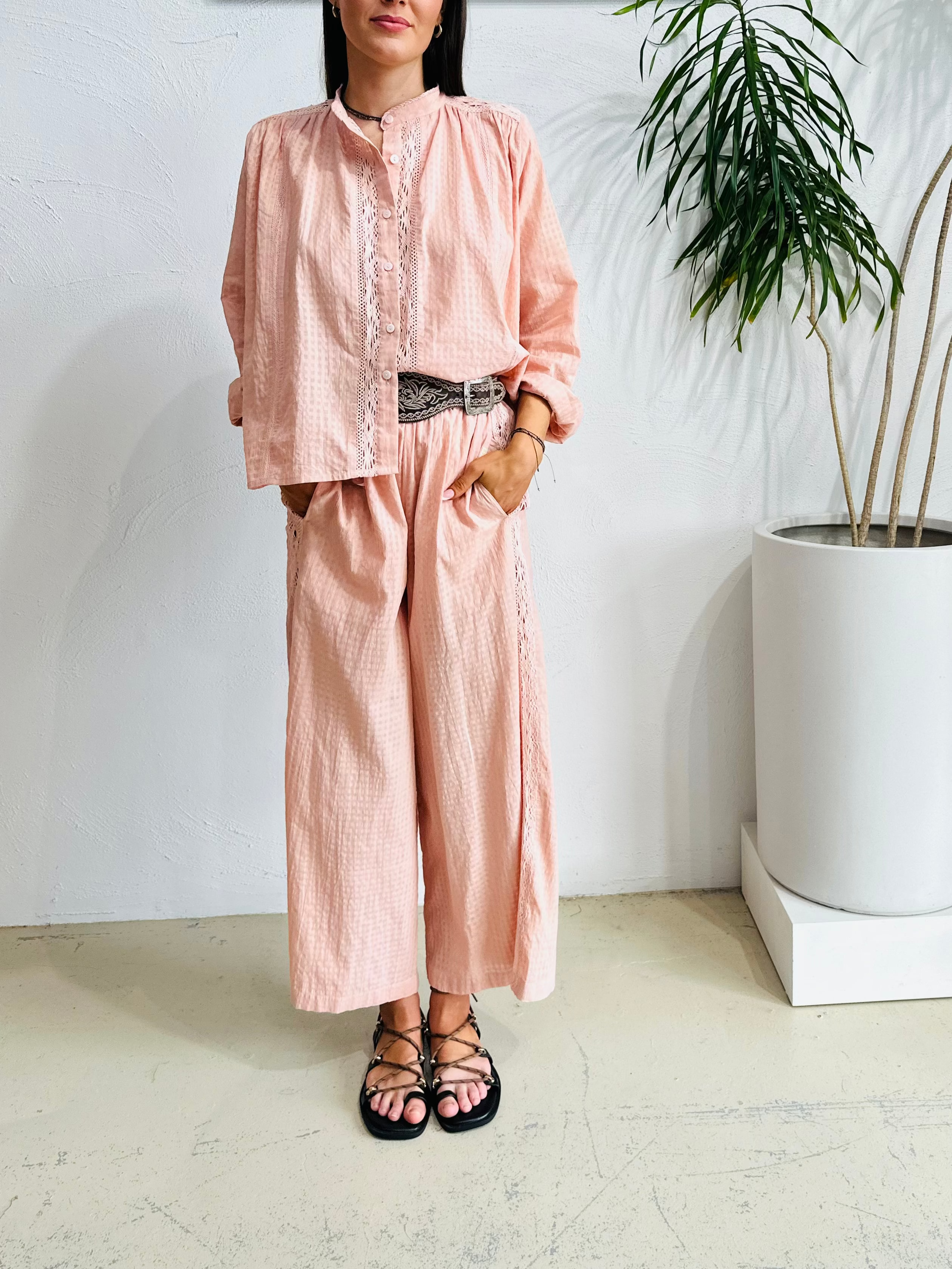 Pink Check Lucy Organic Cotton Blouse