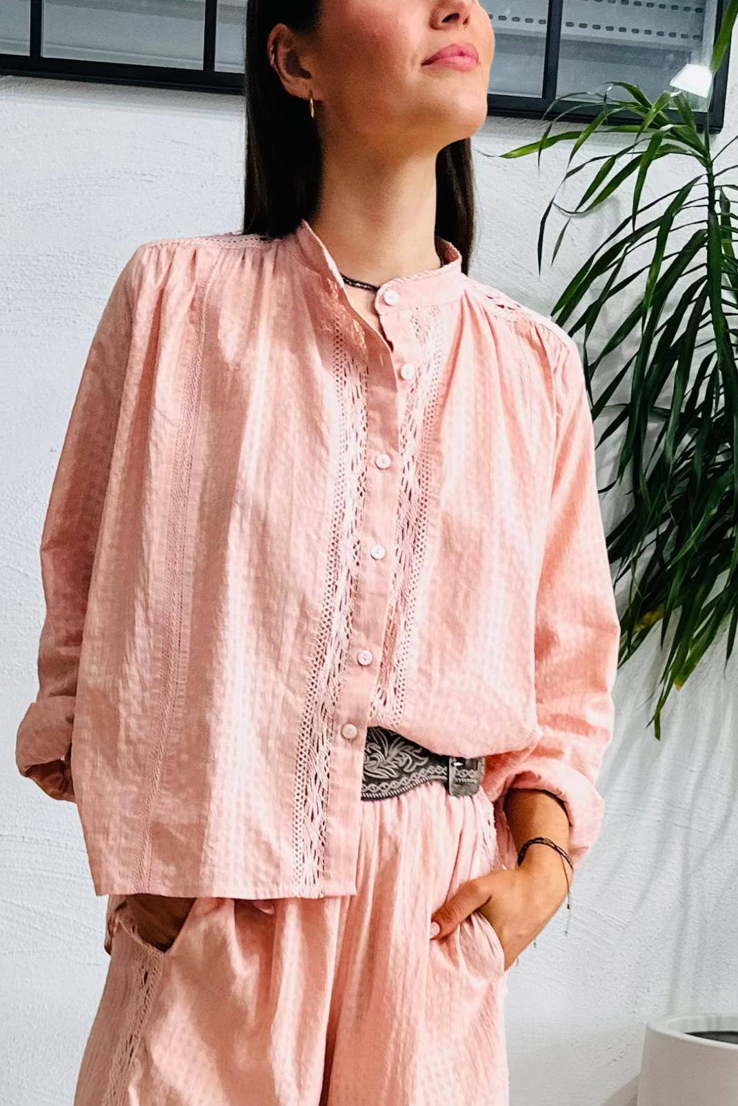 Pink Check Lucy Organic Cotton Blouse