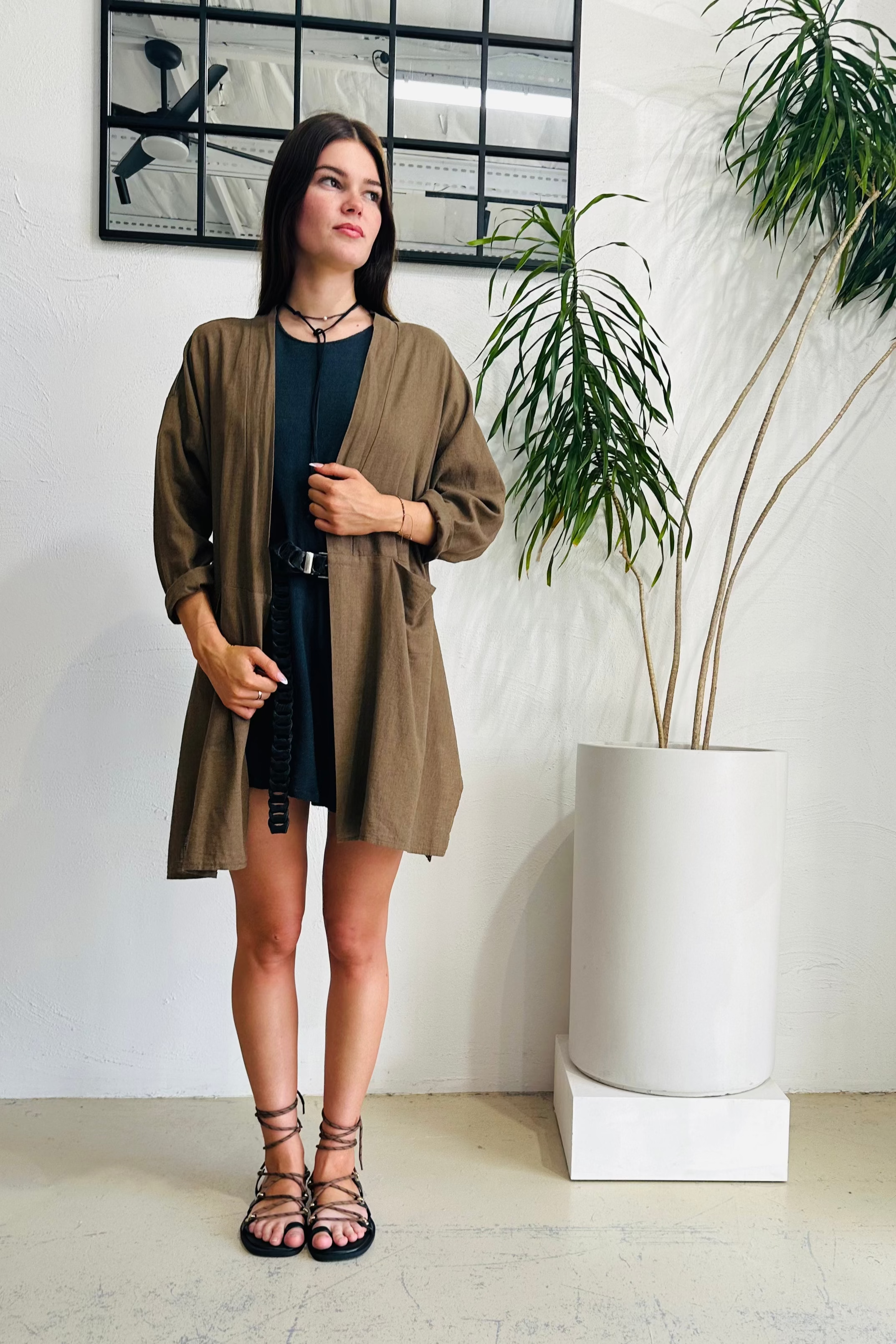 Coffee Tux Kimono