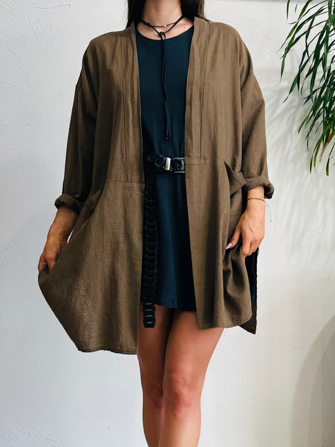 Coffee Tux Kimono