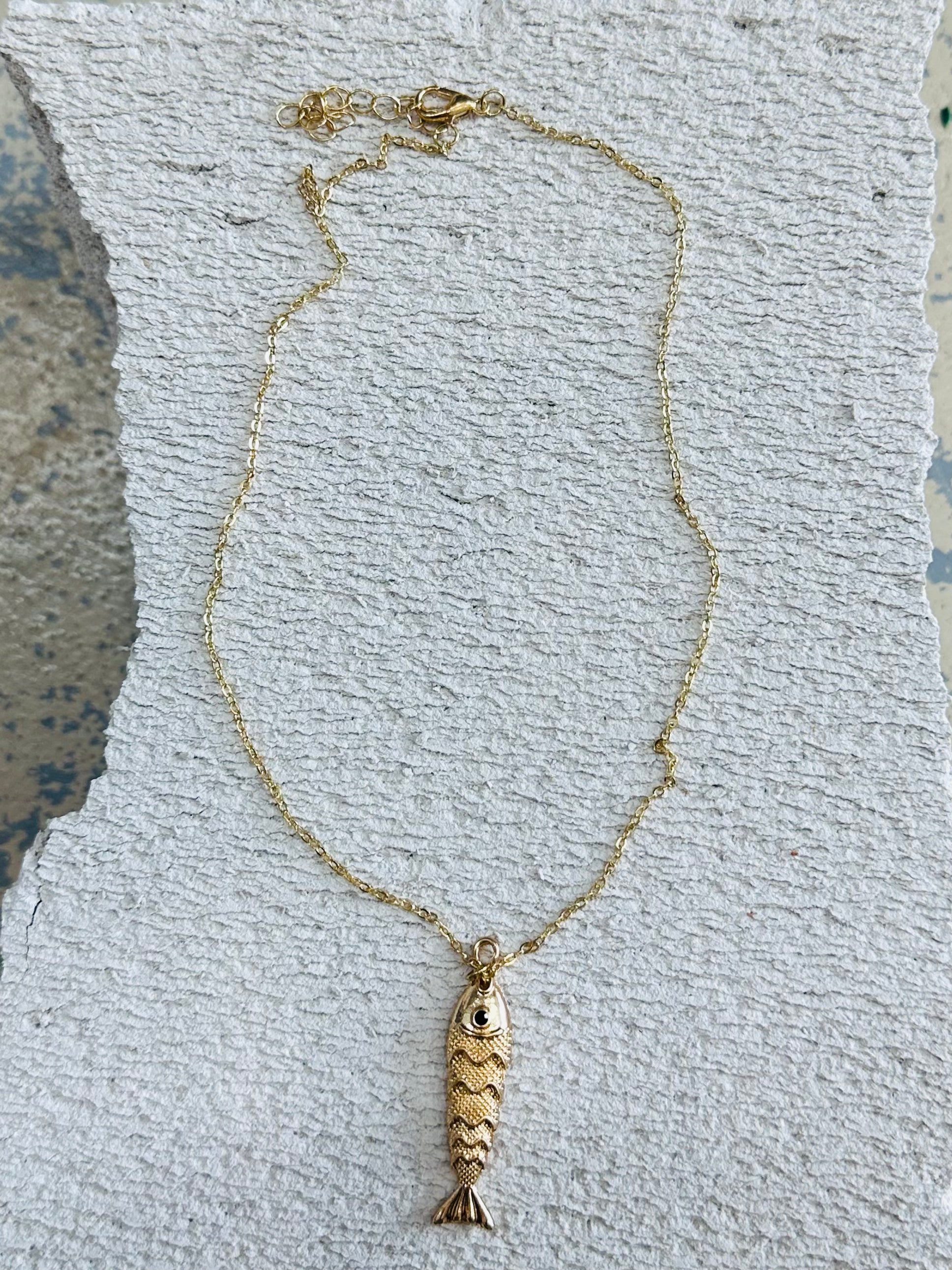 Gold Plated Fish Talisman Necklace