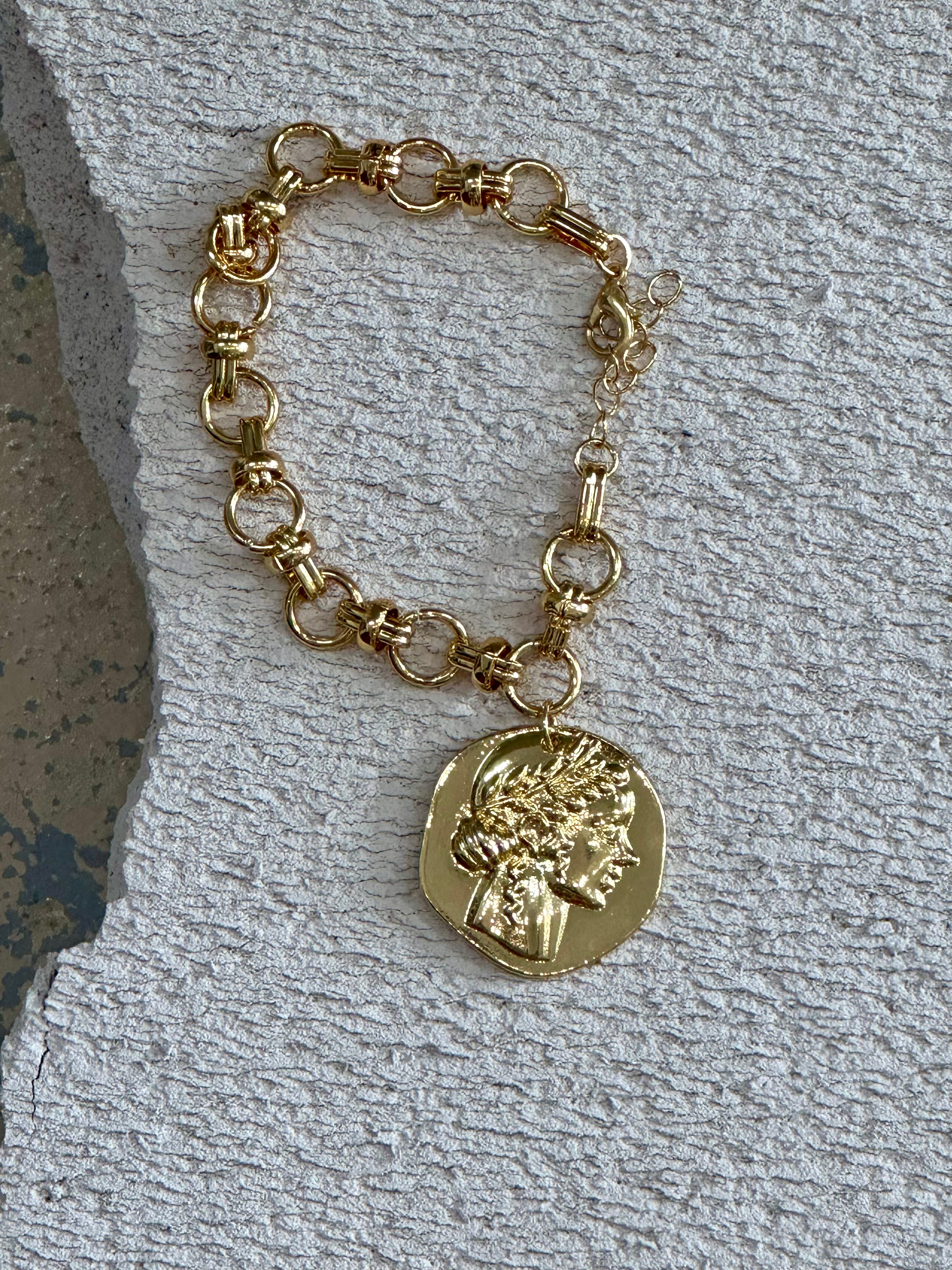 Gold Charm Chunky Bracelet