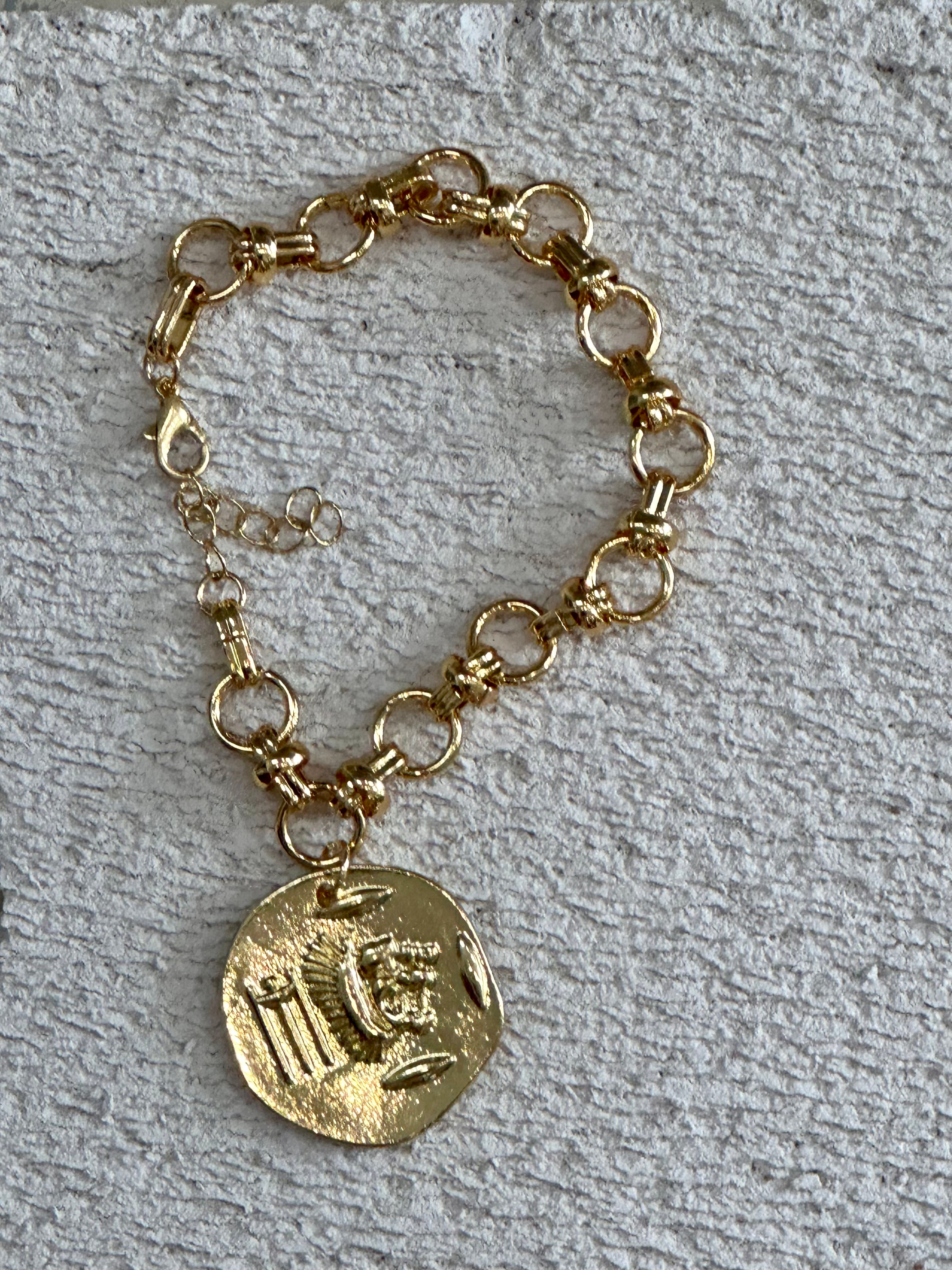 Gold Charm Chunky Bracelet