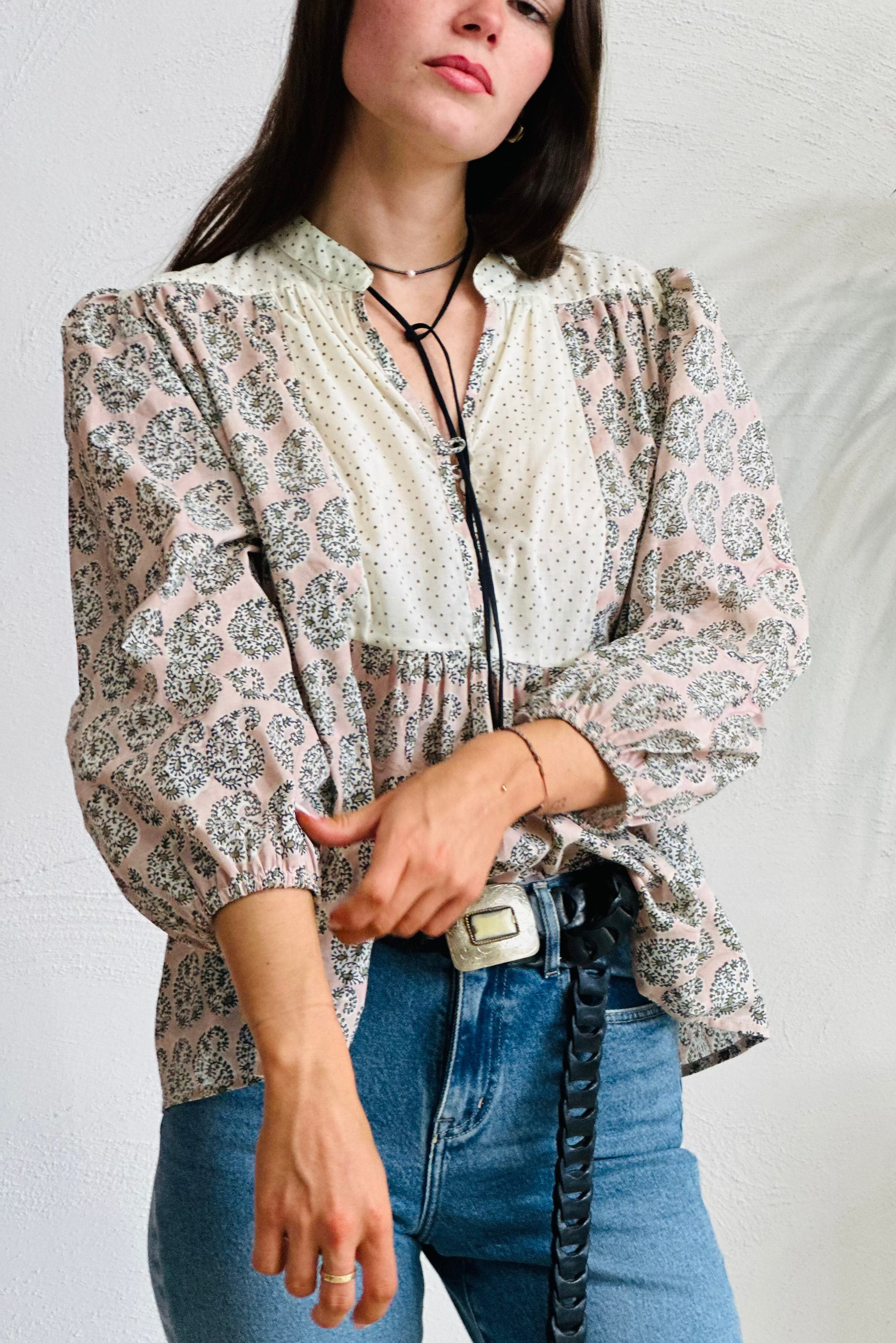 Polka  Paisley Organic Cotton Blouse