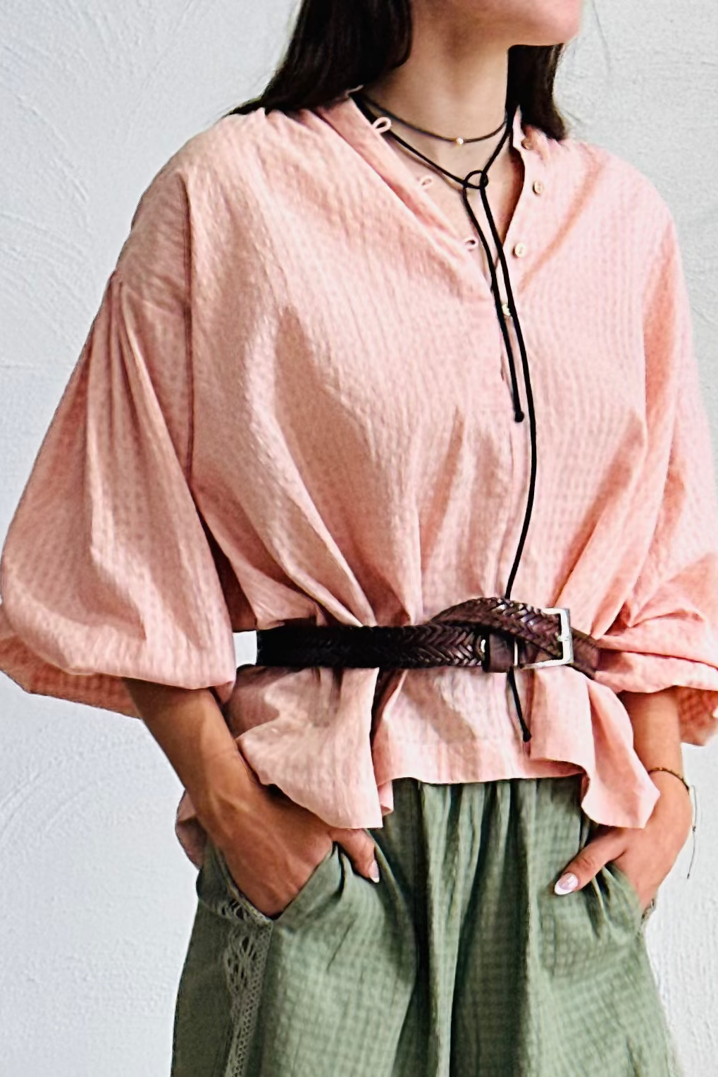 Pink Check Birdie Organic Cotton Blouse