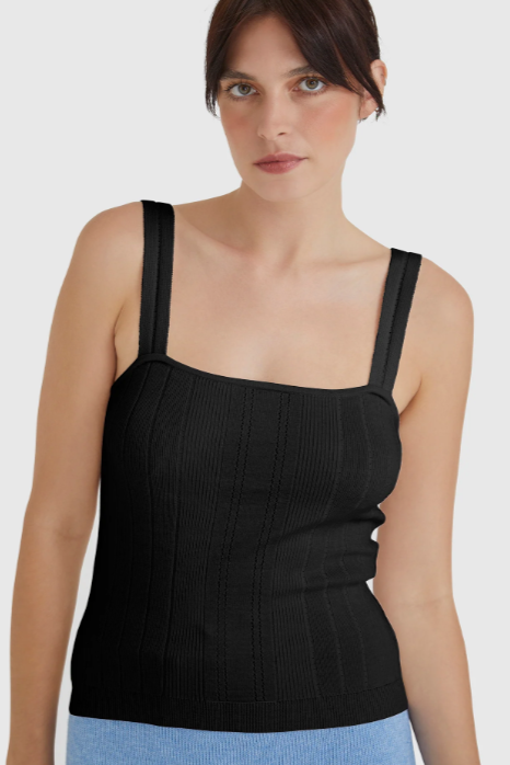 Isla Ribbed CamI - Black